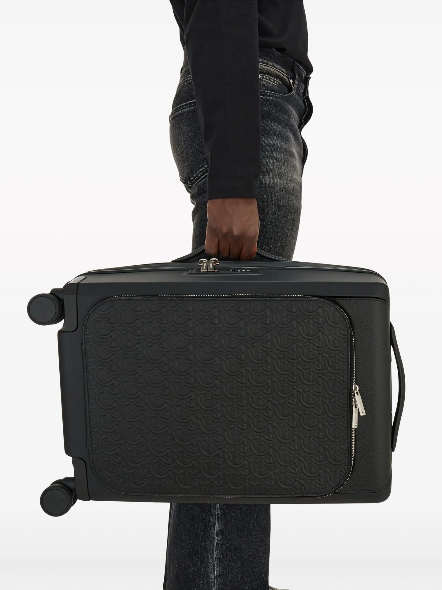 Gancini embossed leather luggage