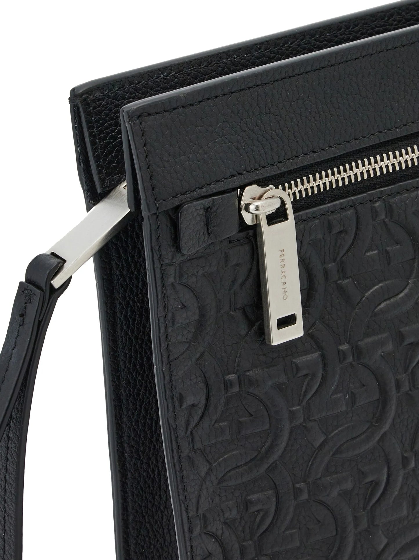 Gancini logo-embossed clutch bag