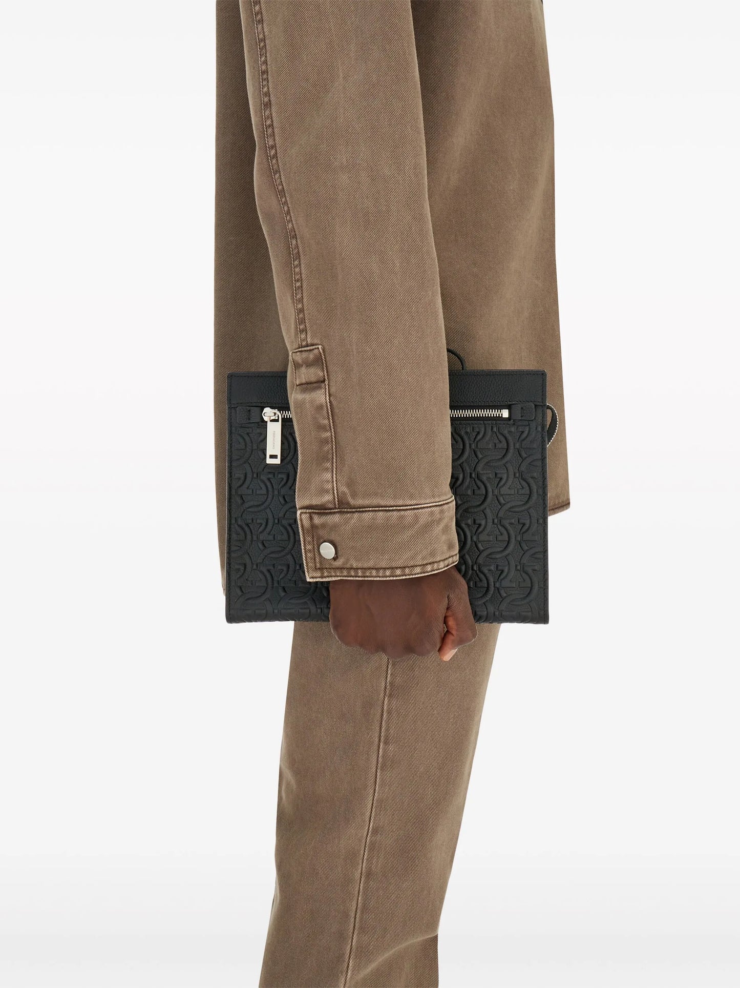 Gancini logo-embossed clutch bag