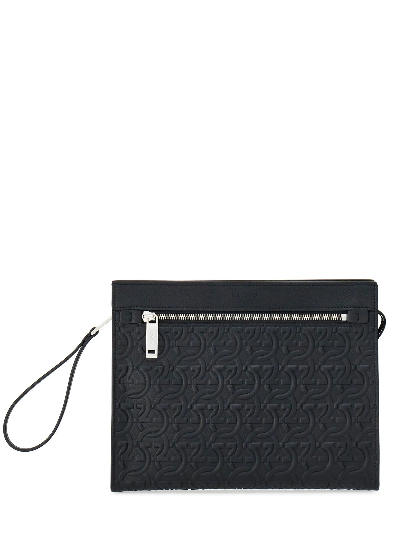 Gancini logo-embossed clutch bag