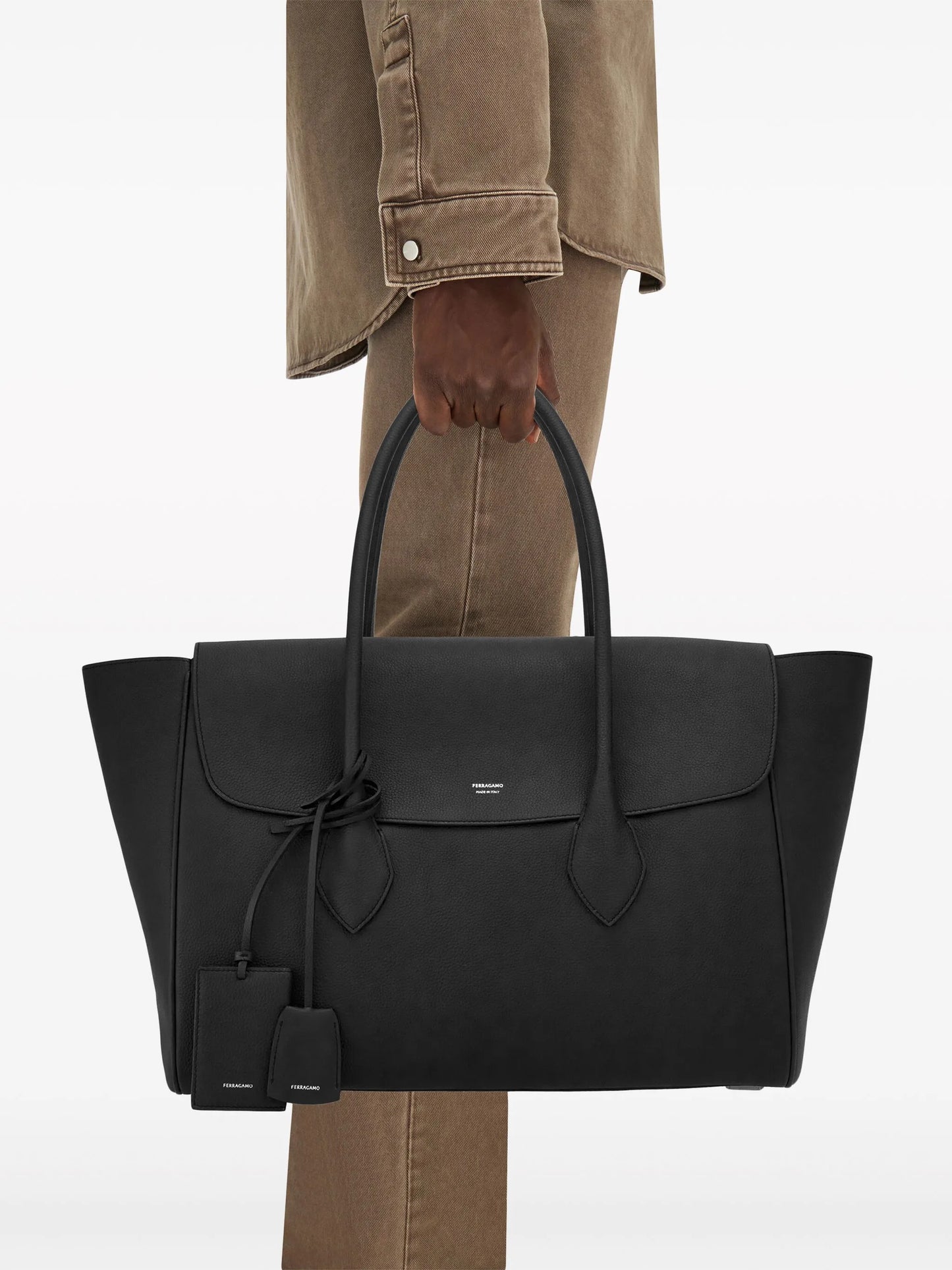 logo-stamp leather tote bag