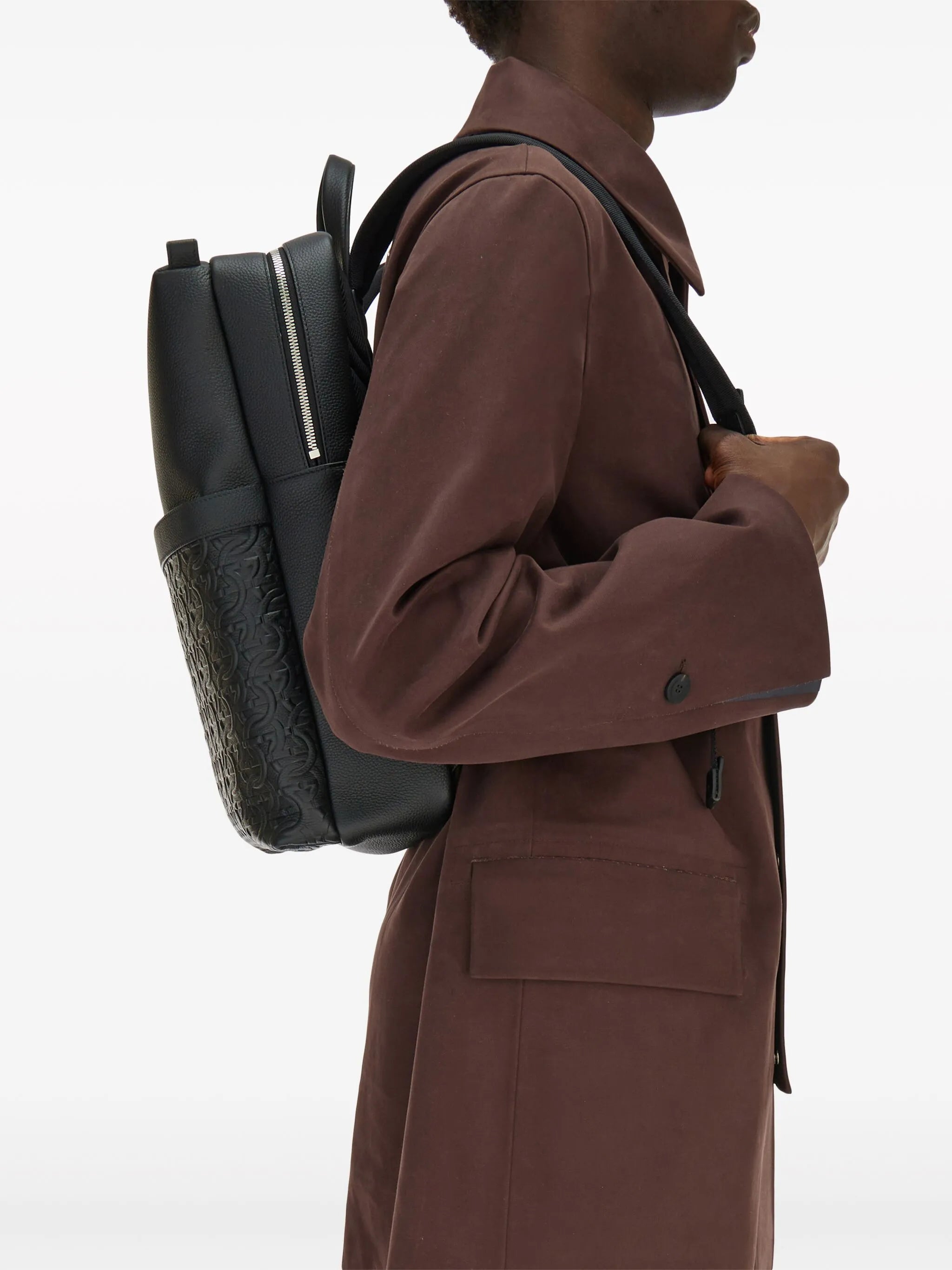 Gancini-debossed leather backpack