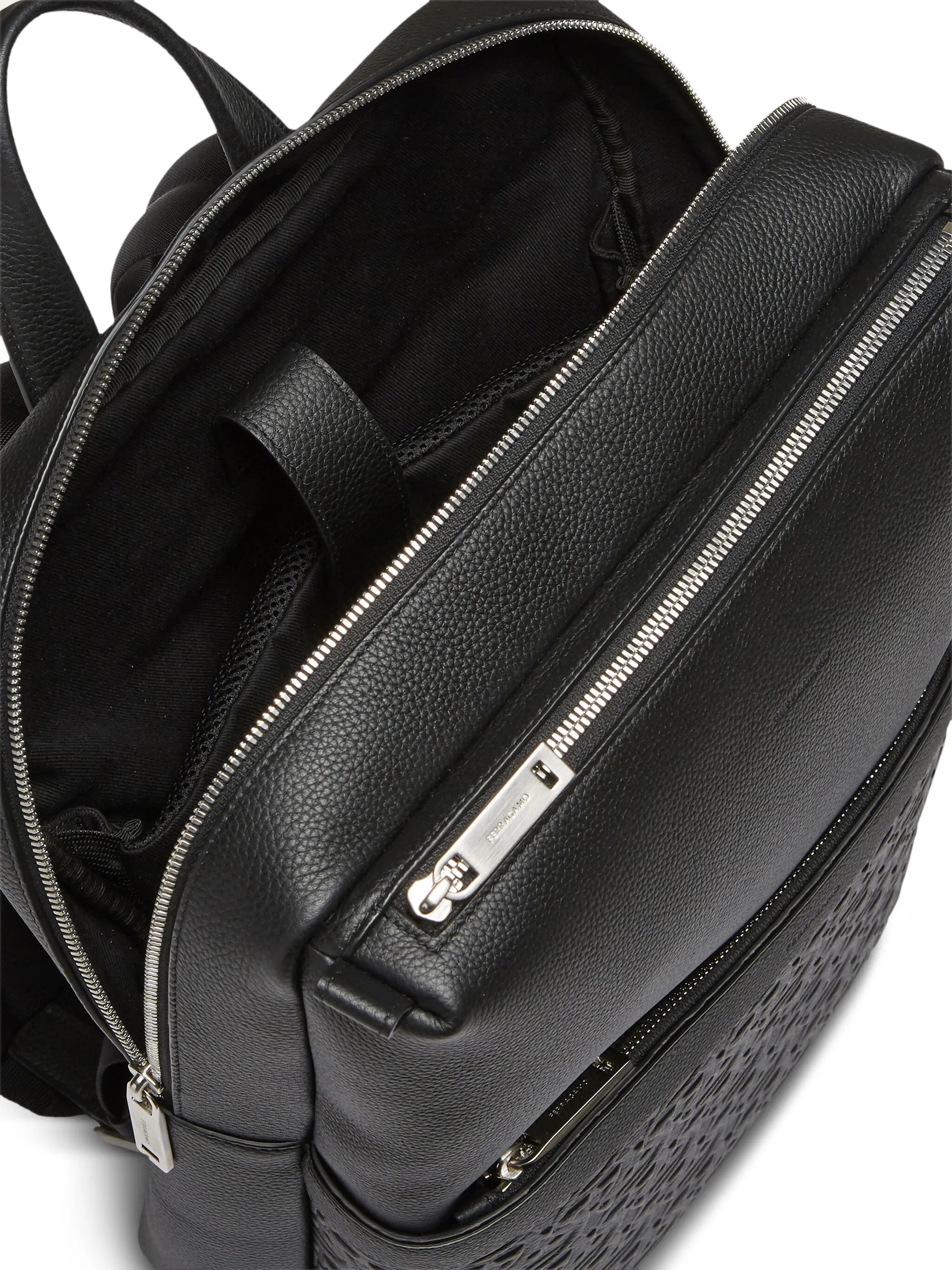 Gancini-debossed leather backpack