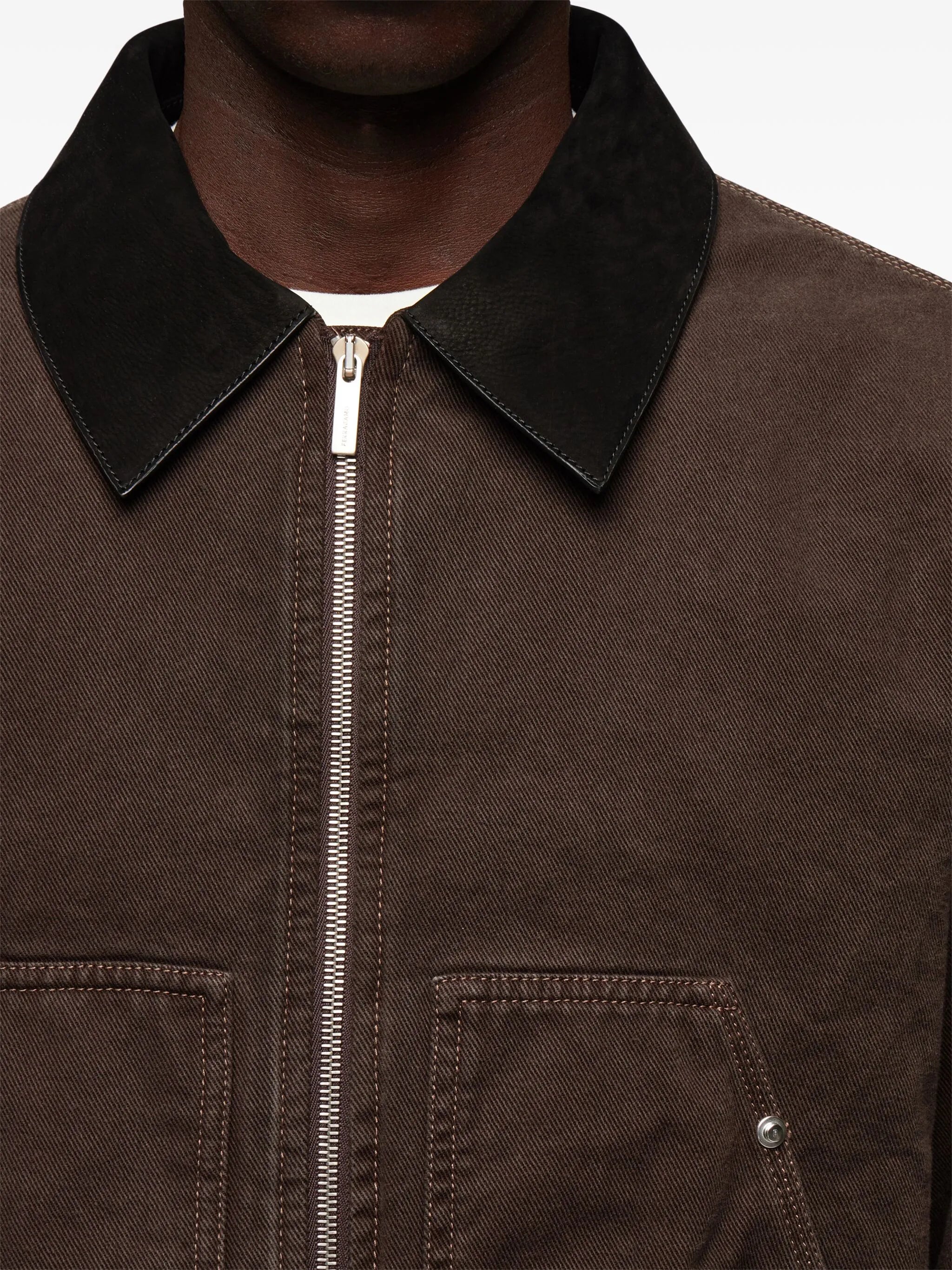 classic-collar zipped bomber jacket