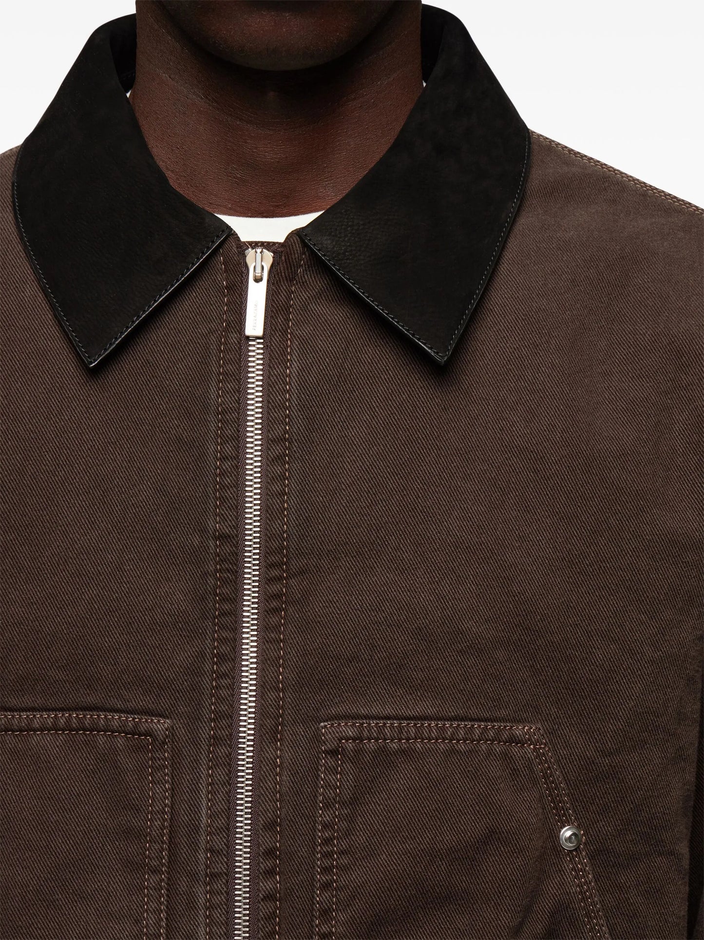 classic-collar zipped bomber jacket