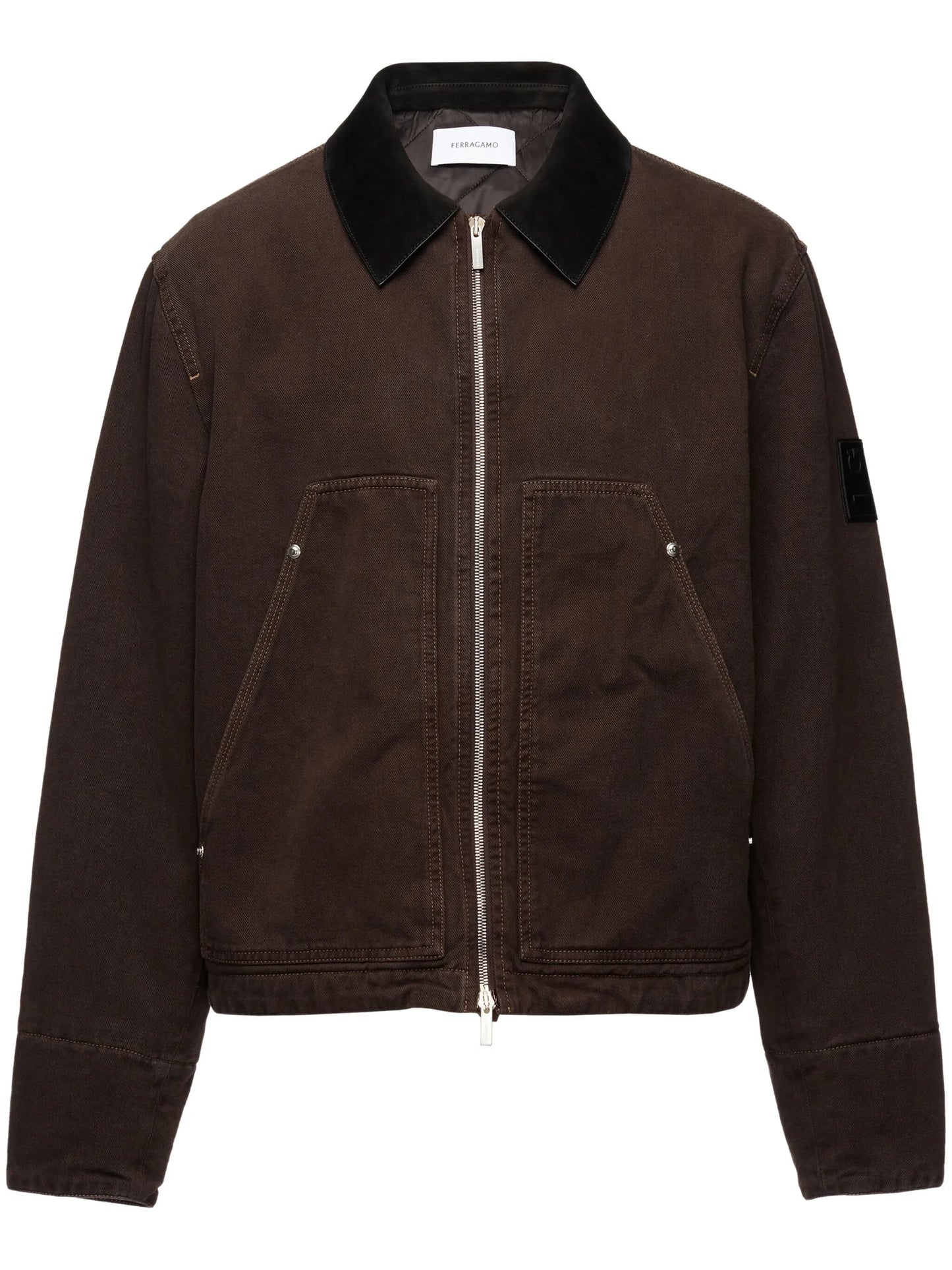 classic-collar zipped bomber jacket