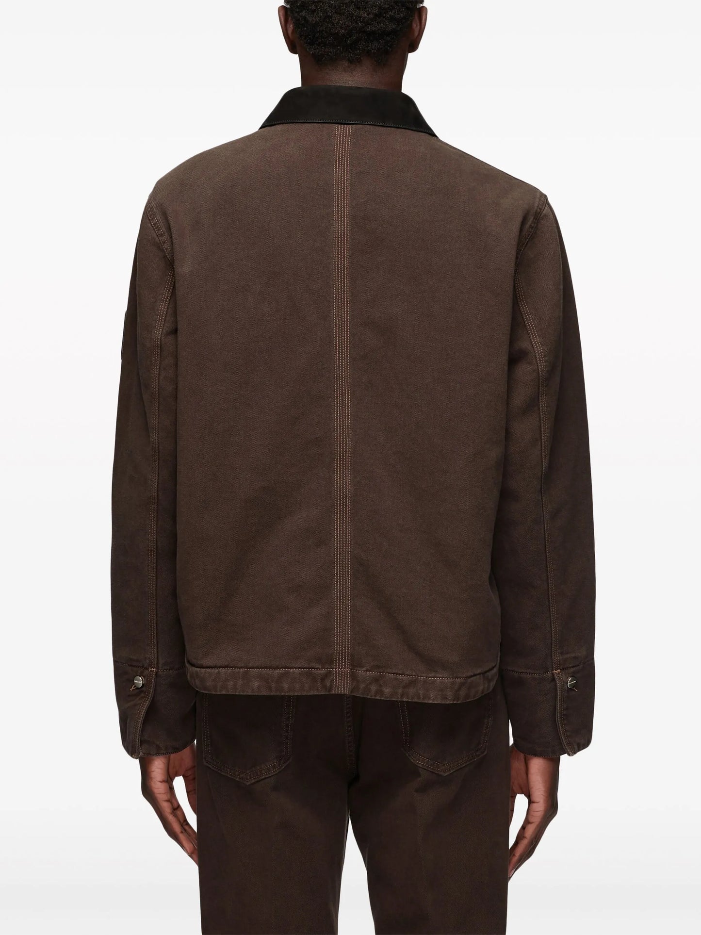 classic-collar zipped bomber jacket