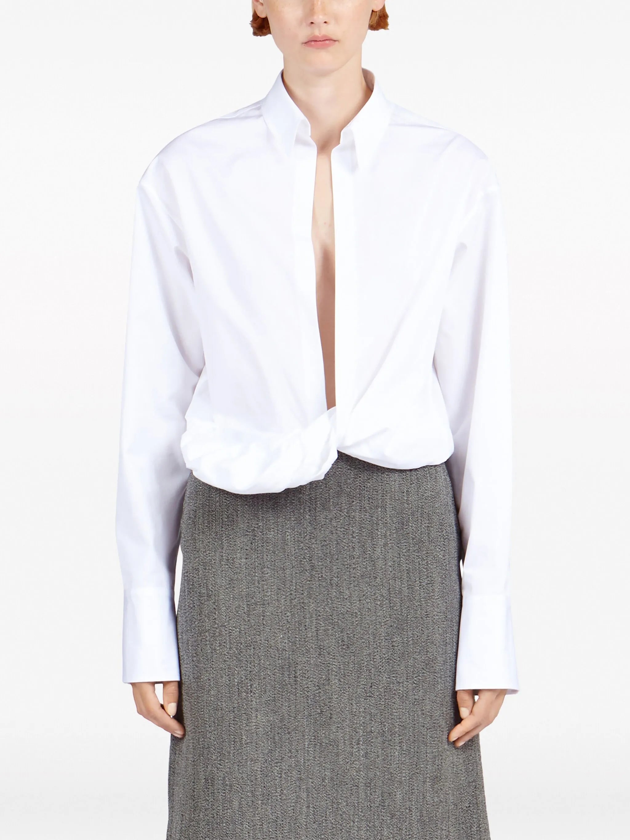 wrap-design cotton shirt