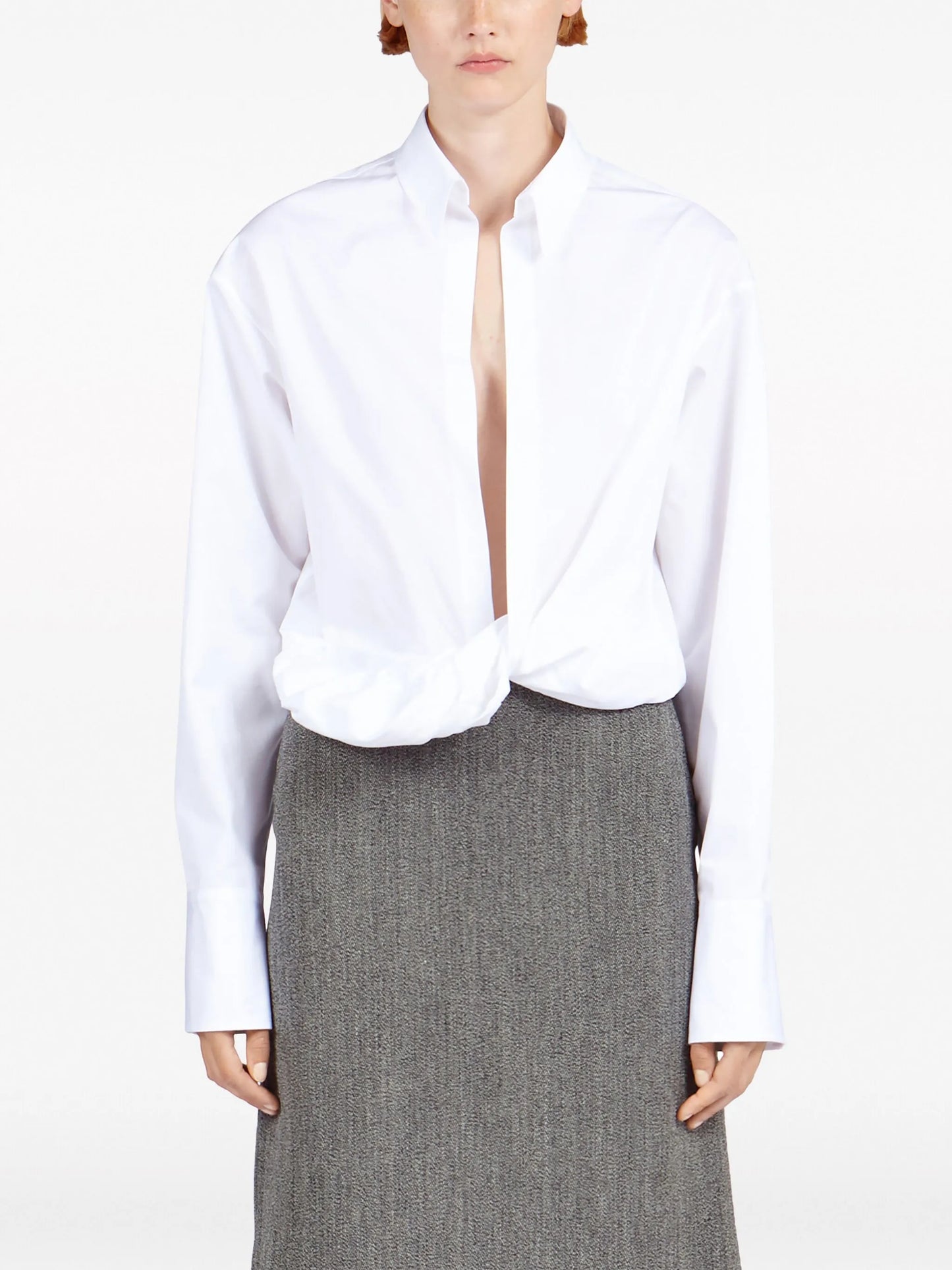 wrap-design cotton shirt