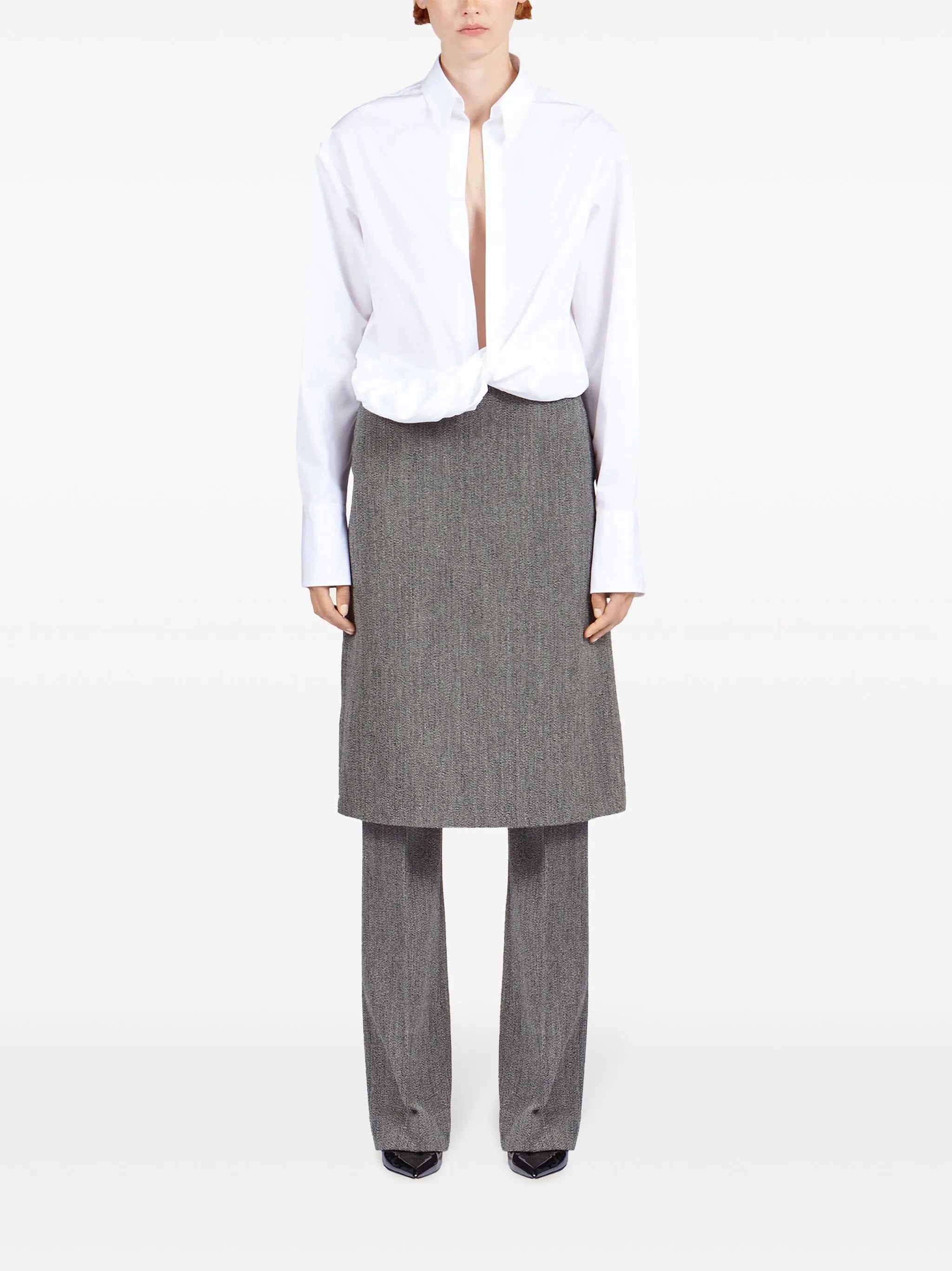 wrap-design cotton shirt