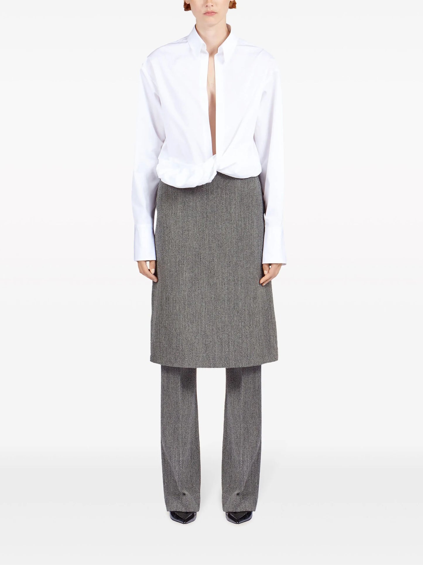 wrap-design cotton shirt