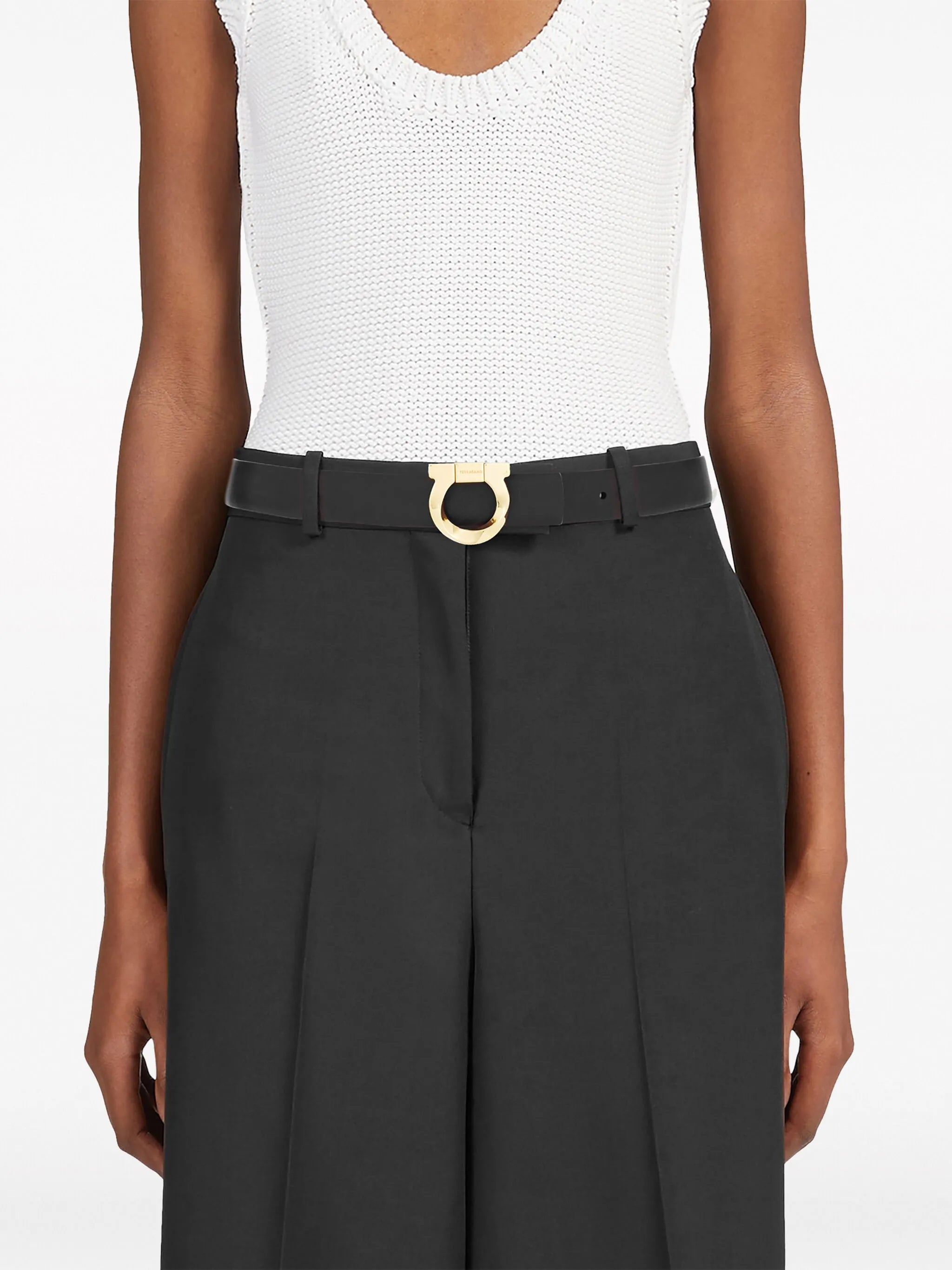 Gancini-plaque reversible leather belt