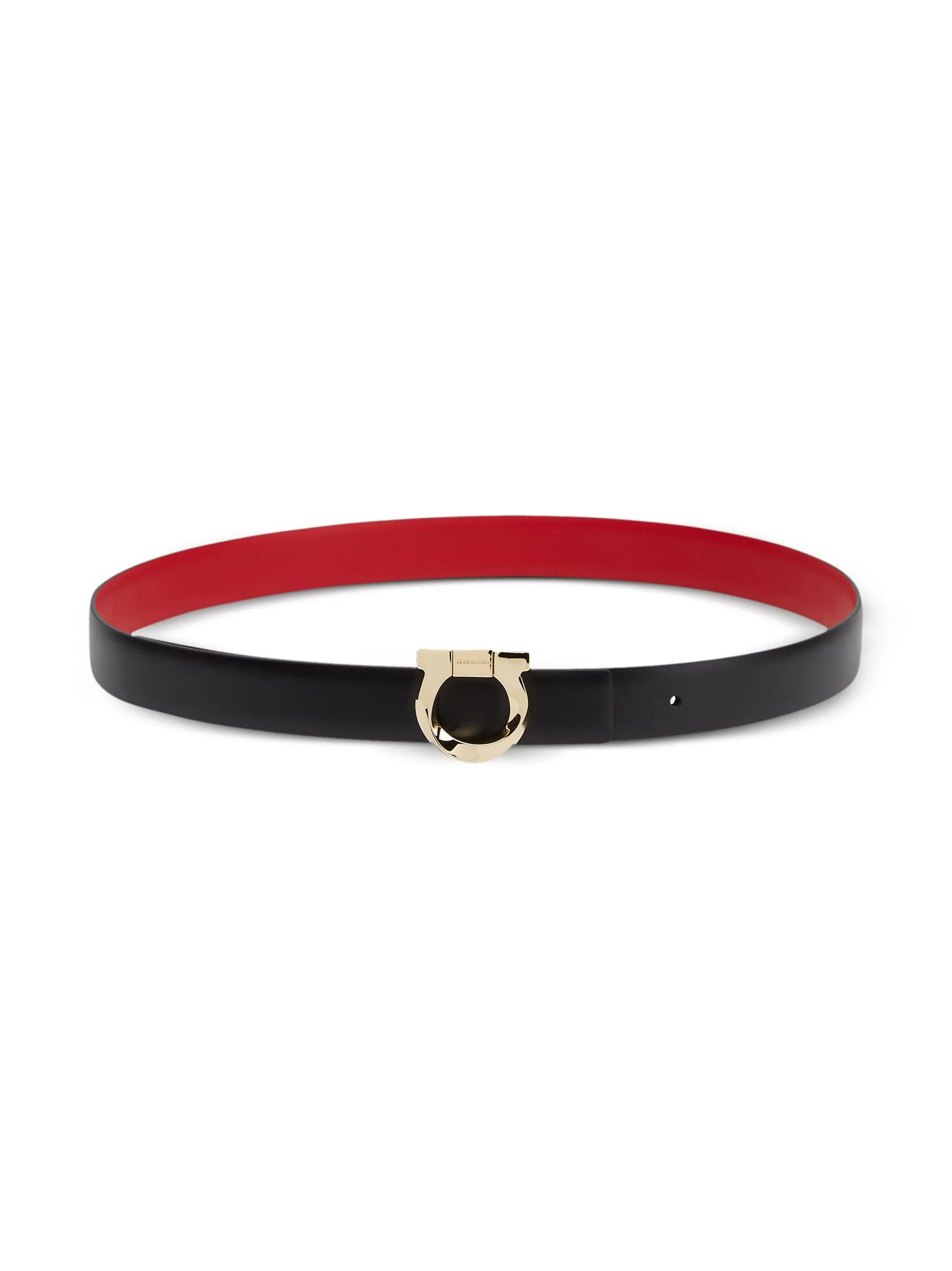 Gancini-plaque reversible leather belt