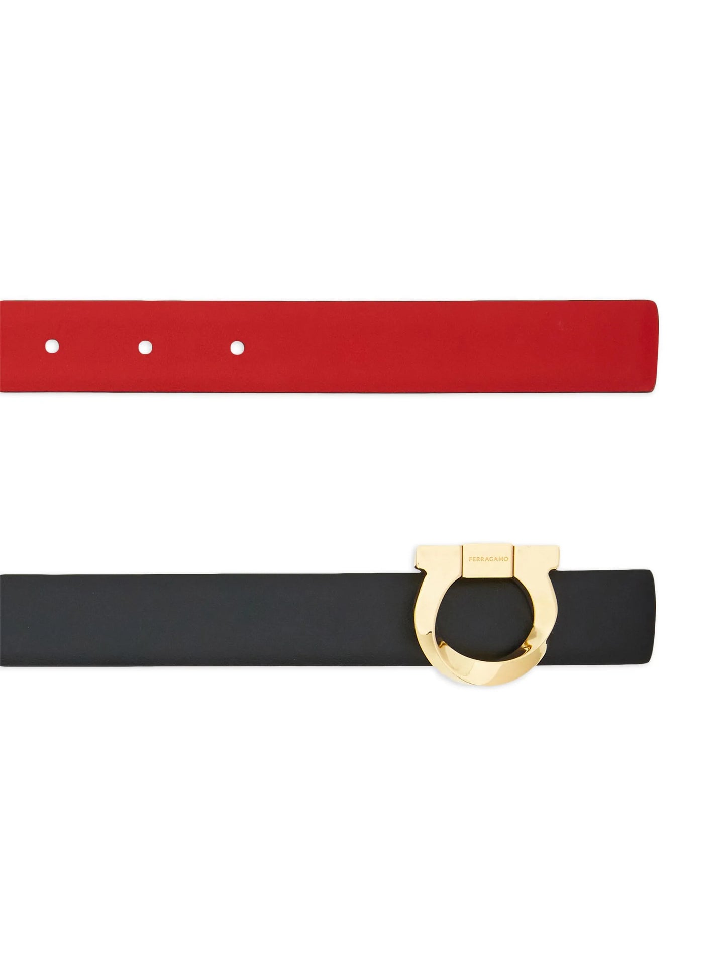 Gancini-plaque reversible leather belt