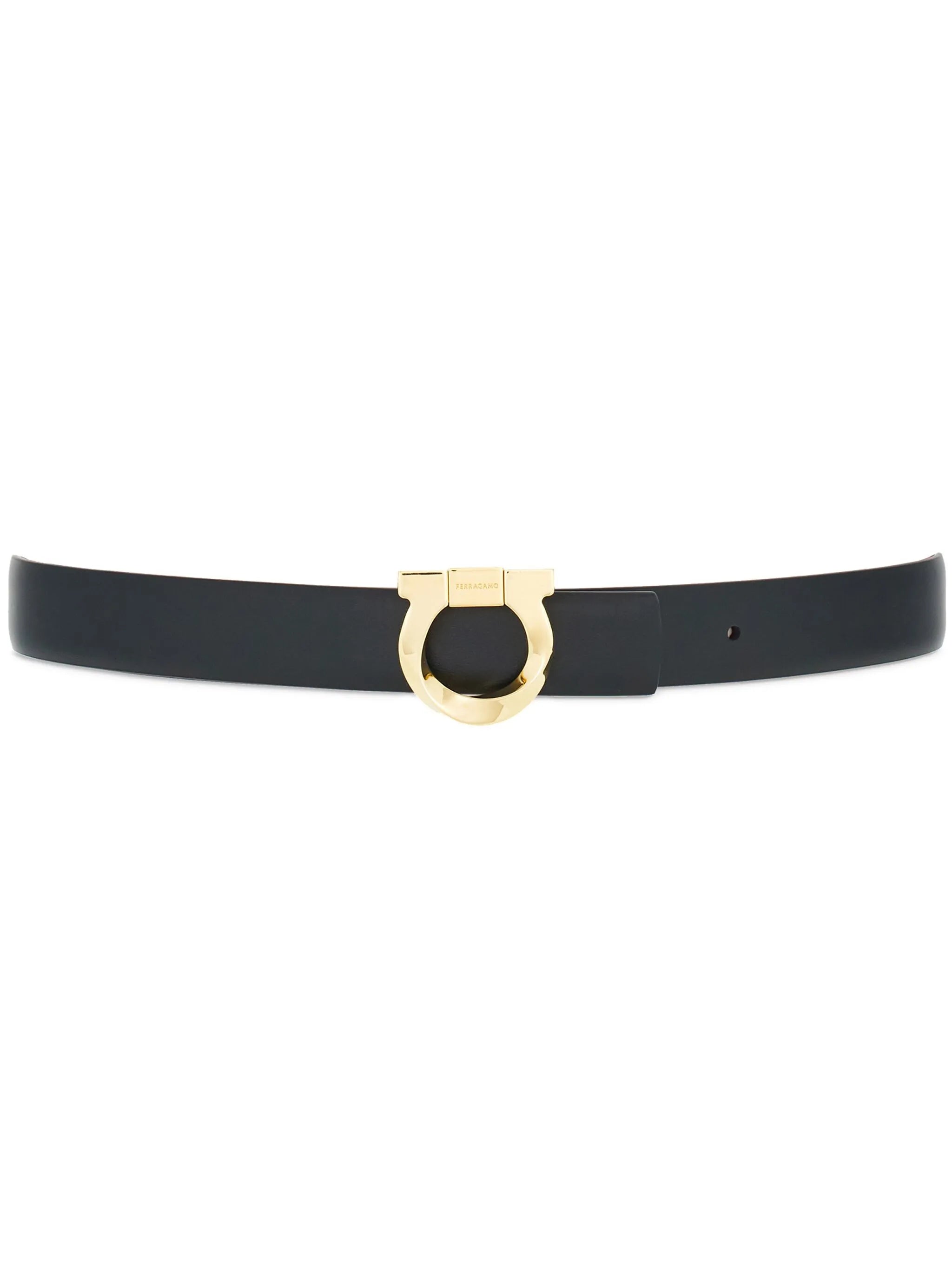 Gancini-plaque reversible leather belt