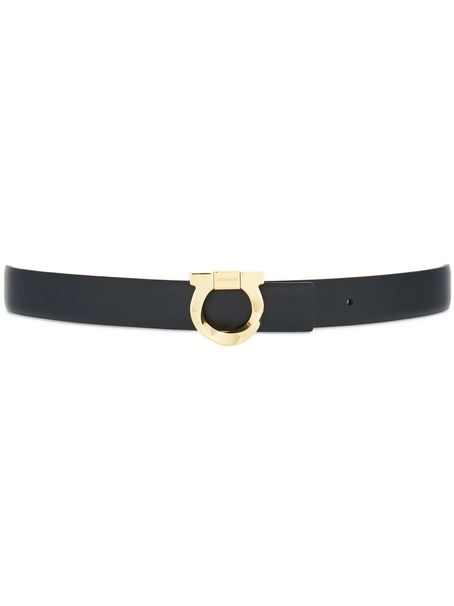 Gancini-plaque reversible leather belt