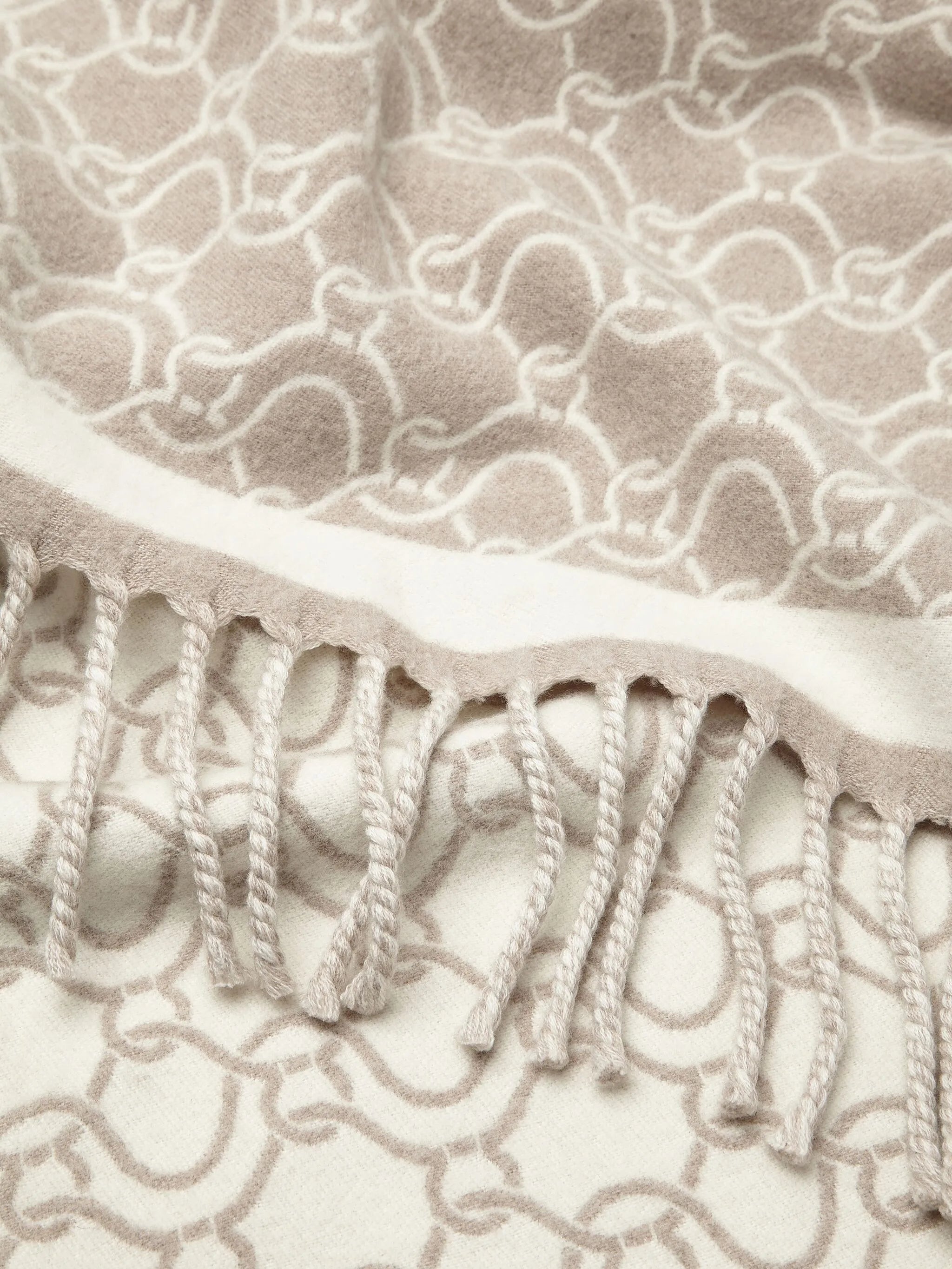 patterned-jacquard wool poncho