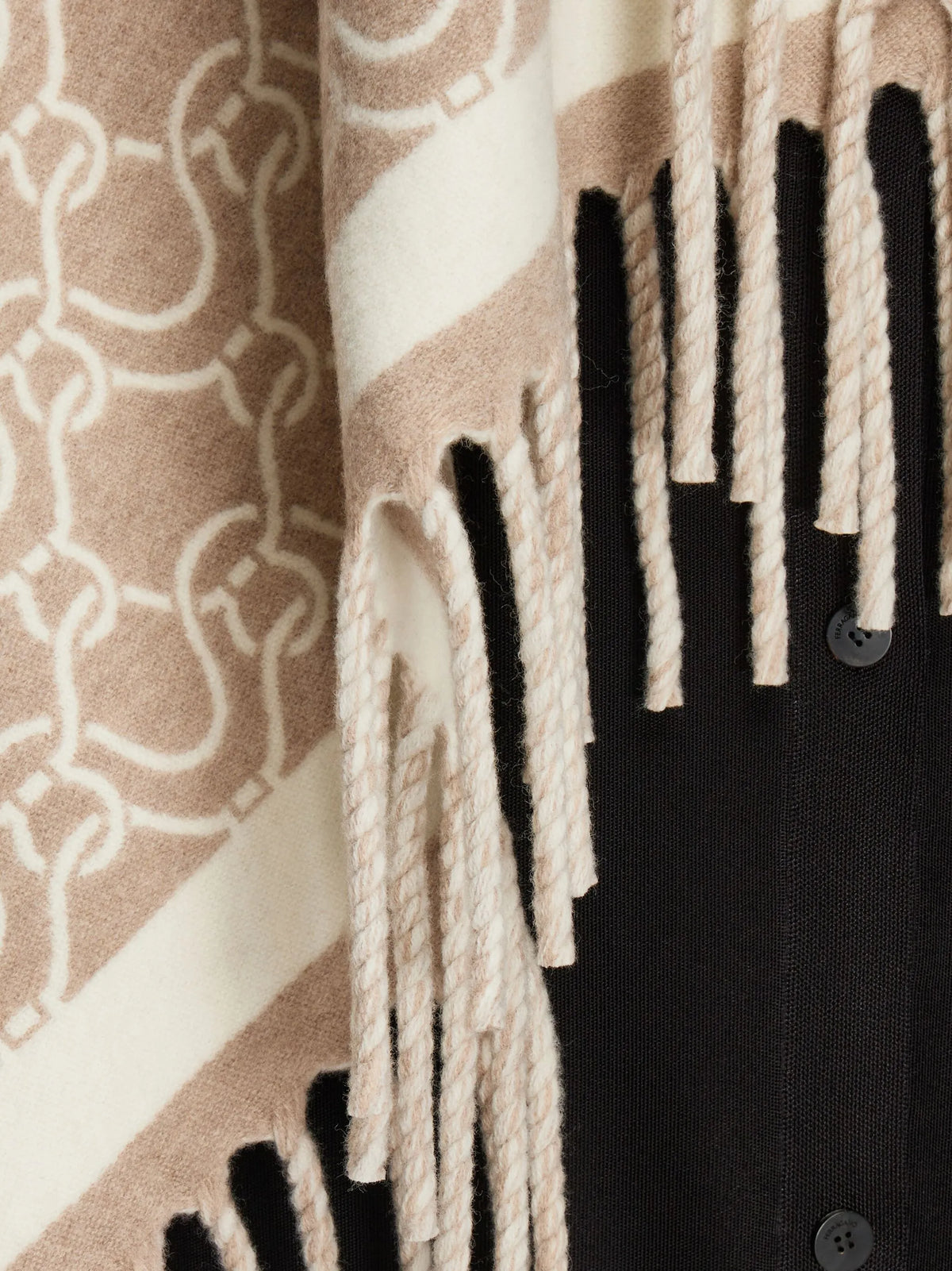 patterned-jacquard wool poncho