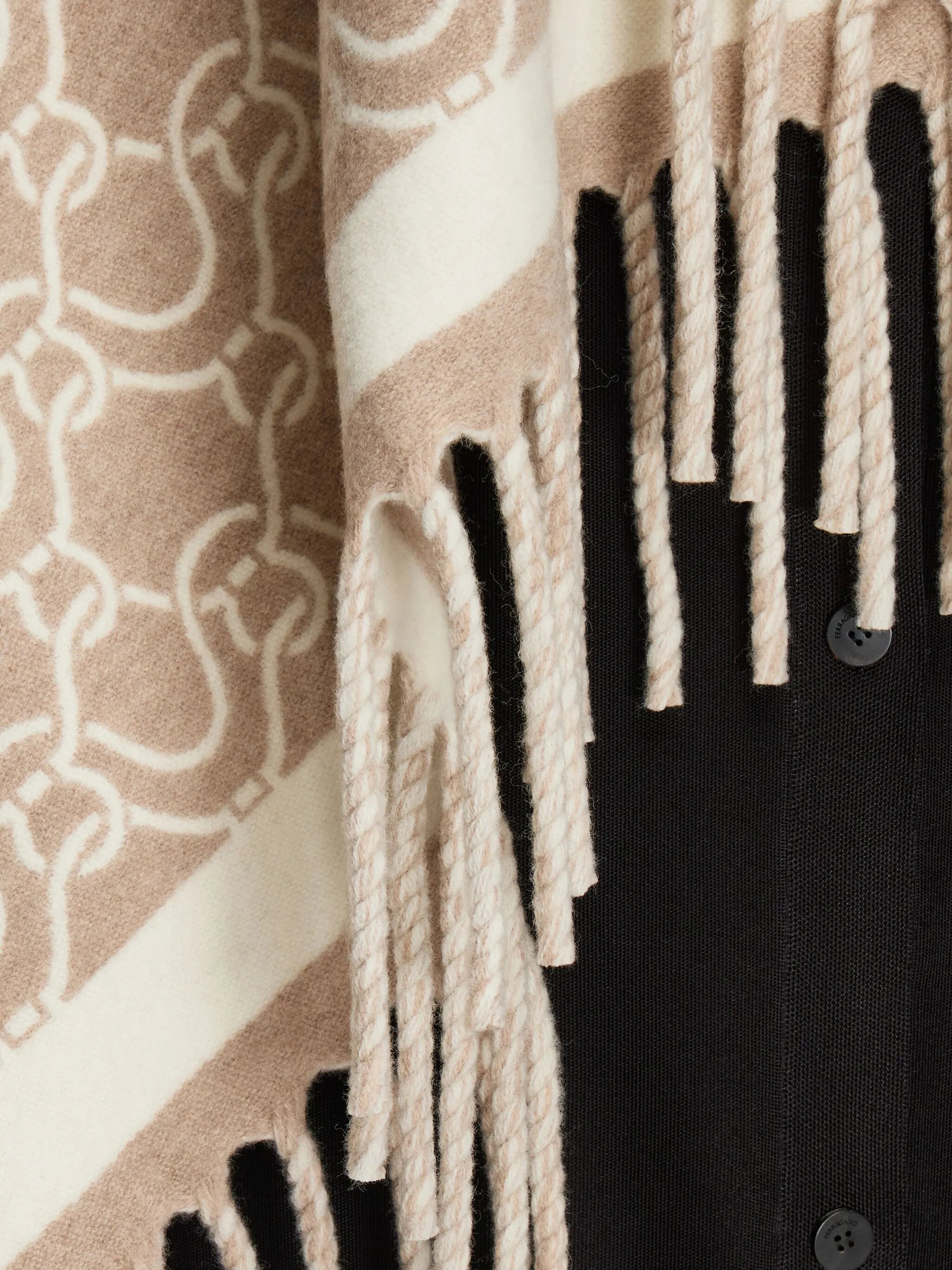 patterned-jacquard wool poncho