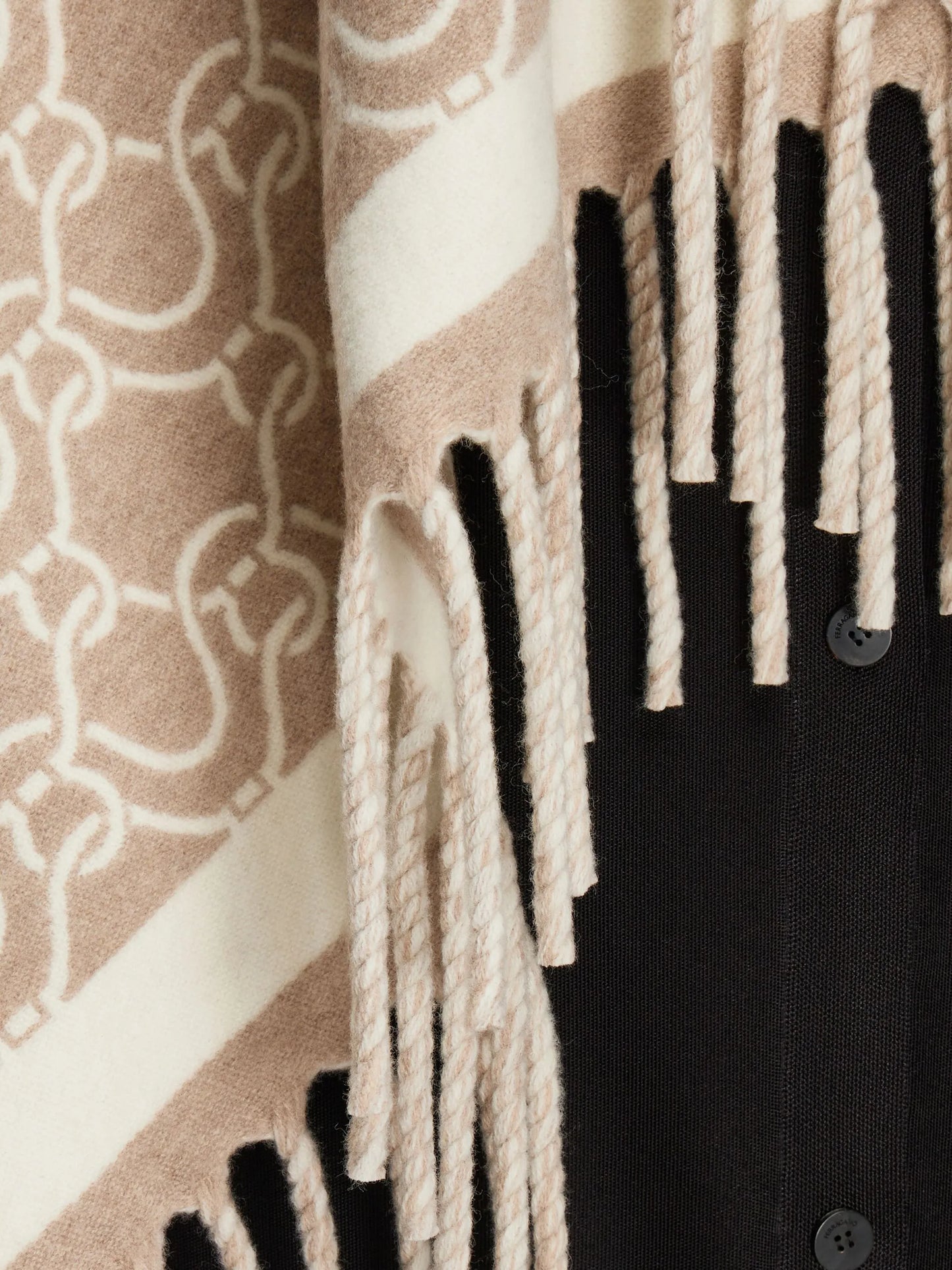 patterned-jacquard wool poncho
