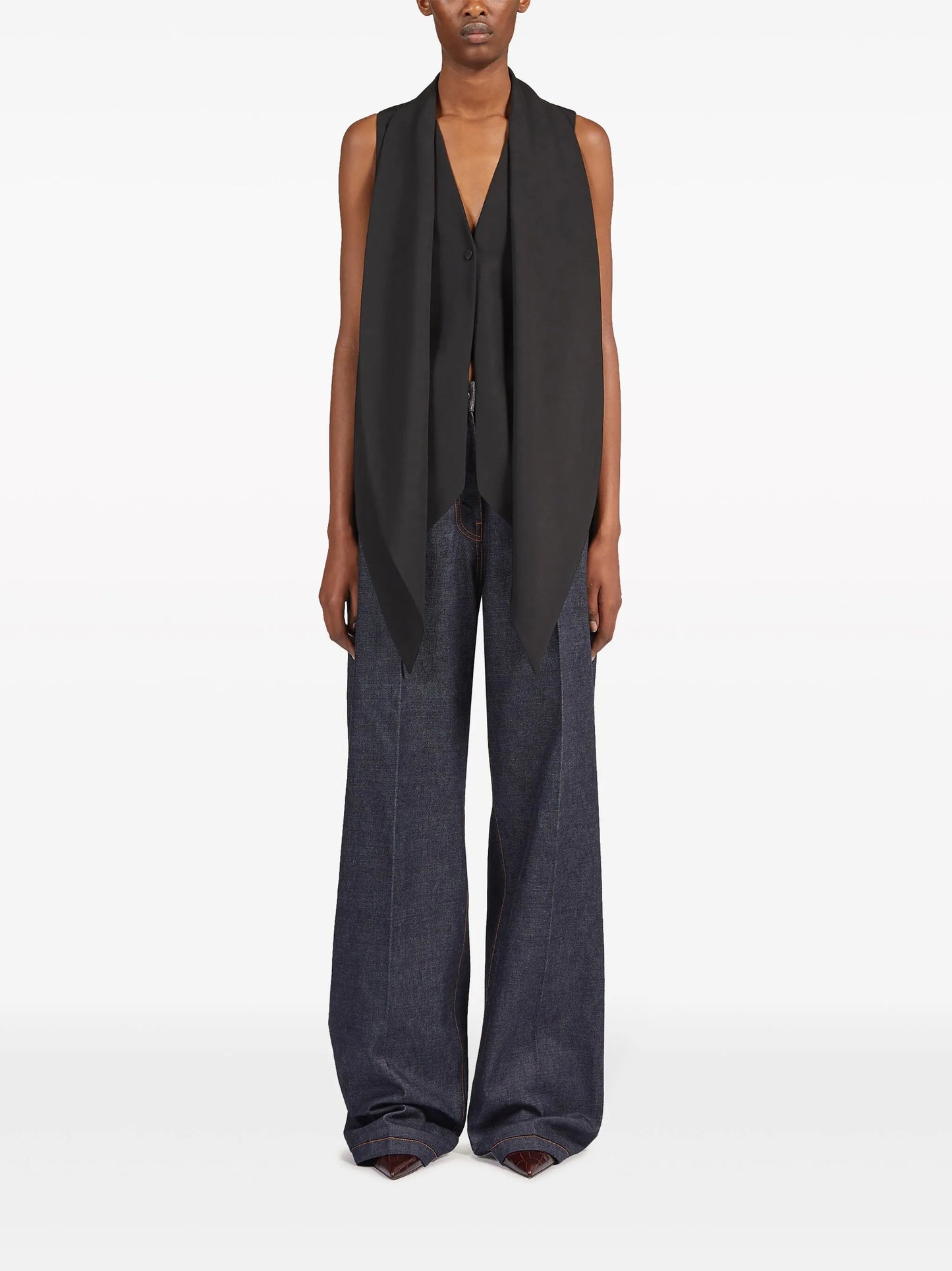 sash-detail V-neck waistcoat
