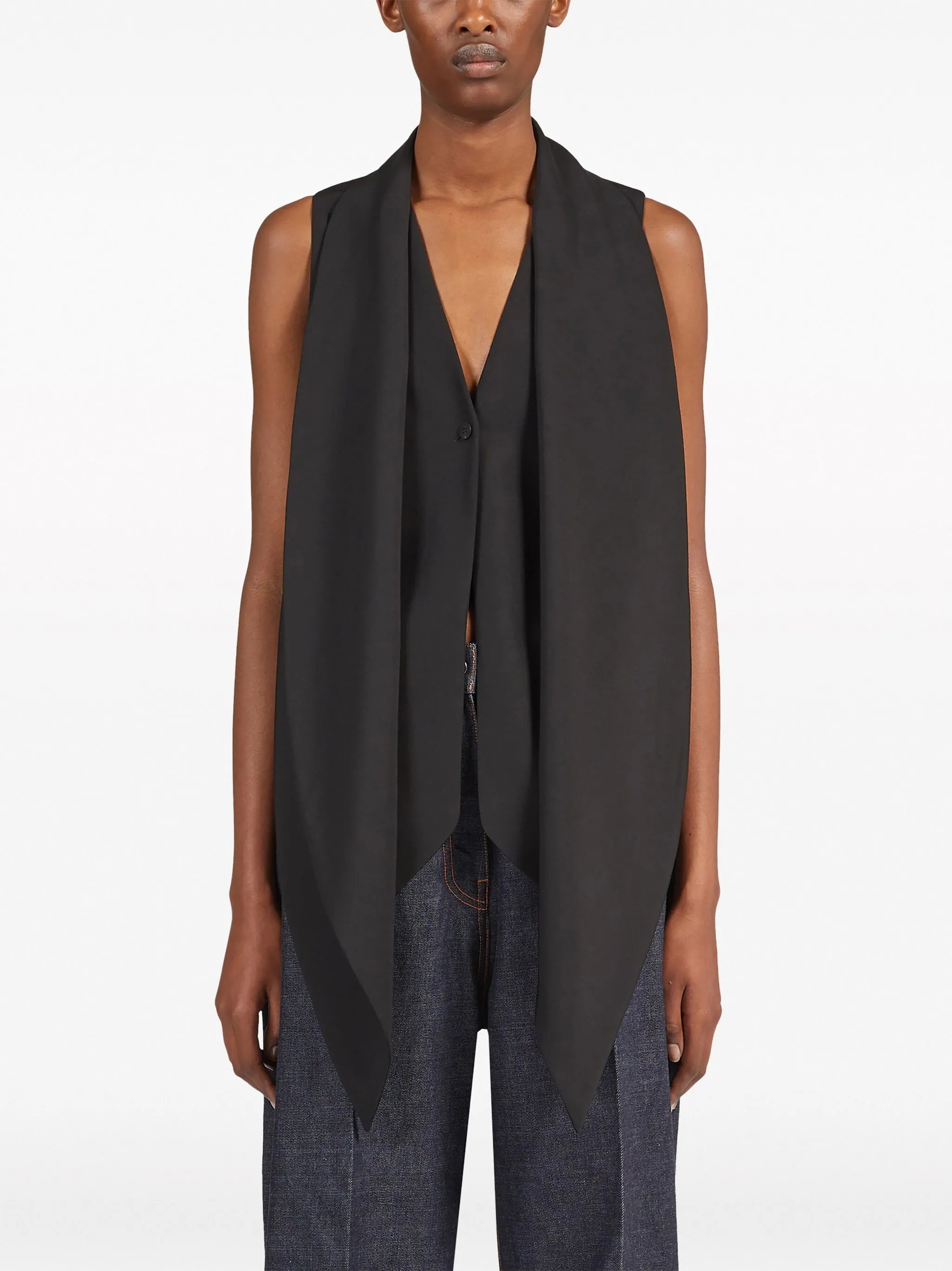 sash-detail V-neck waistcoat