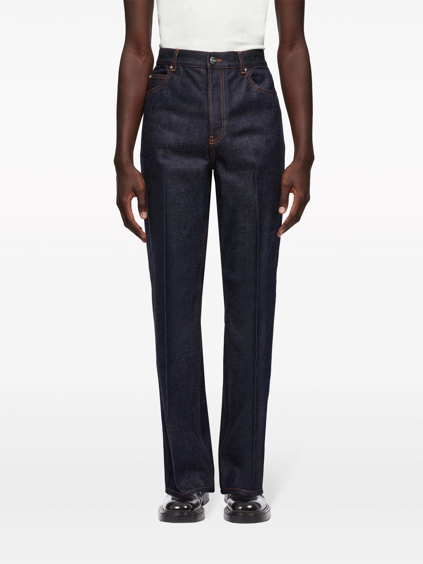 logo-appliqué contrast-stitching straight-leg jeans