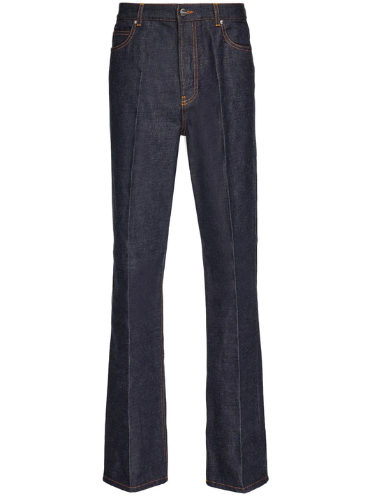 logo-appliqué contrast-stitching straight-leg jeans