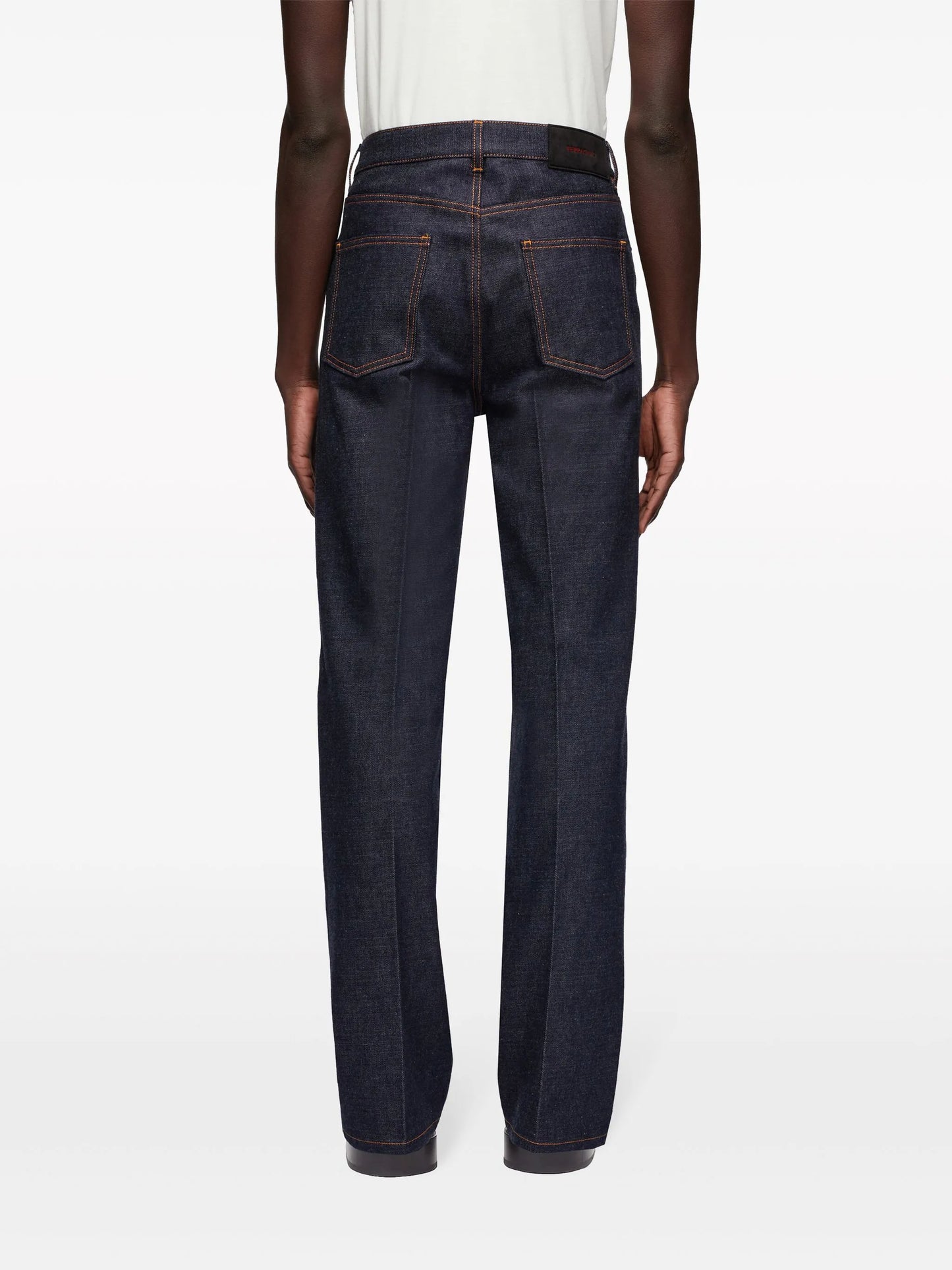 logo-appliqué contrast-stitching straight-leg jeans