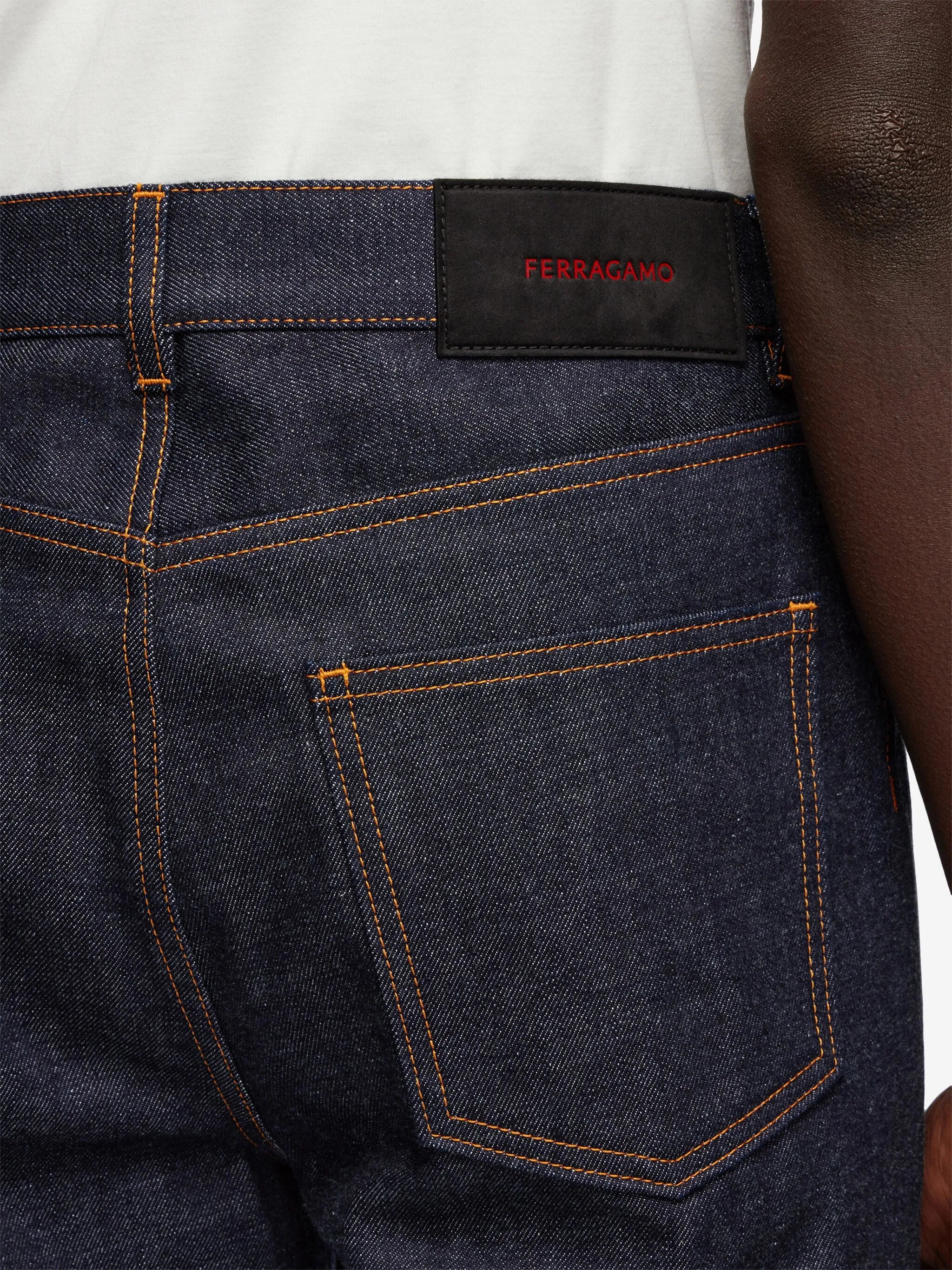 logo-appliqué contrast-stitching straight-leg jeans