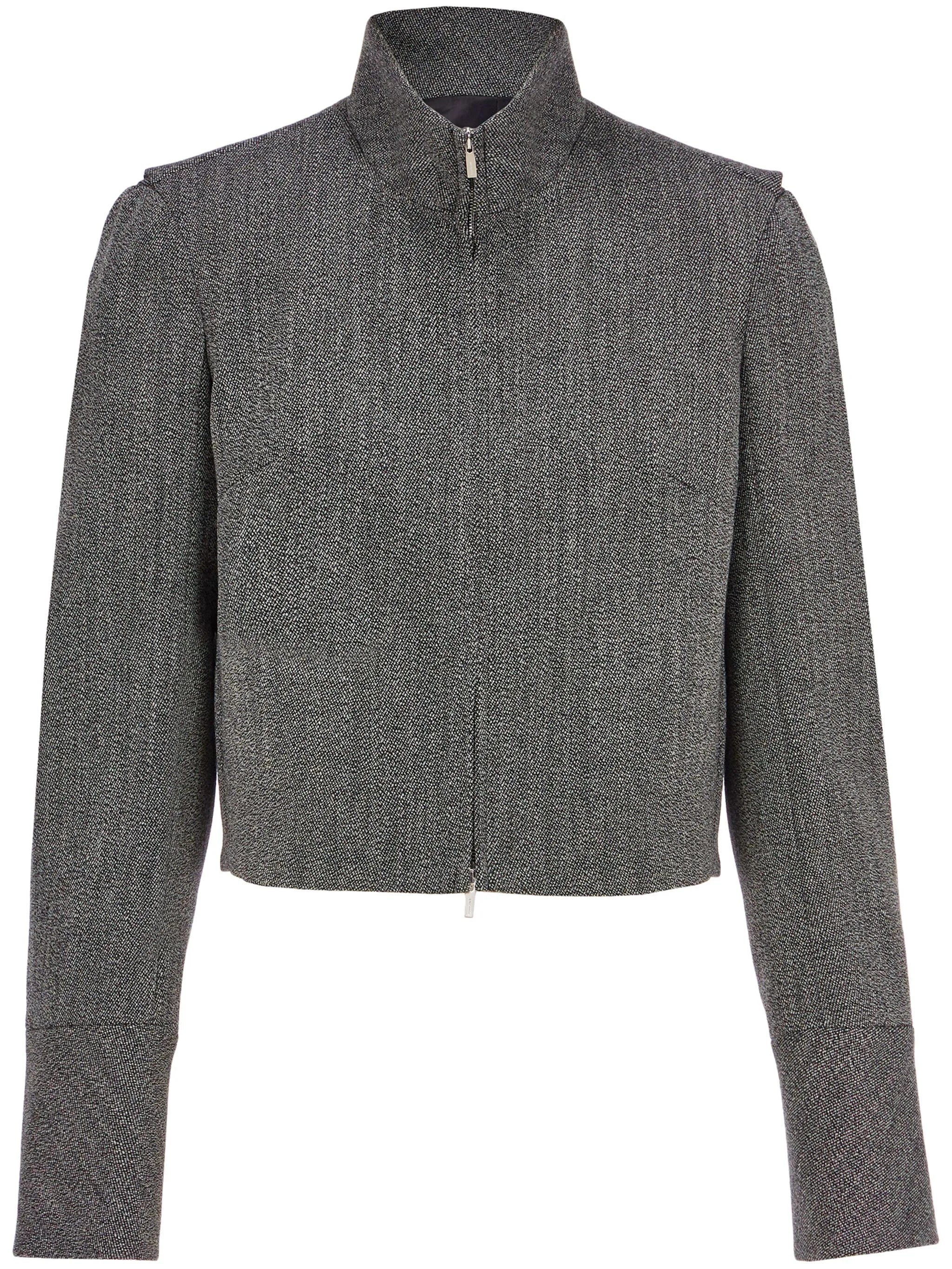 zip-up cropped tweed jacket