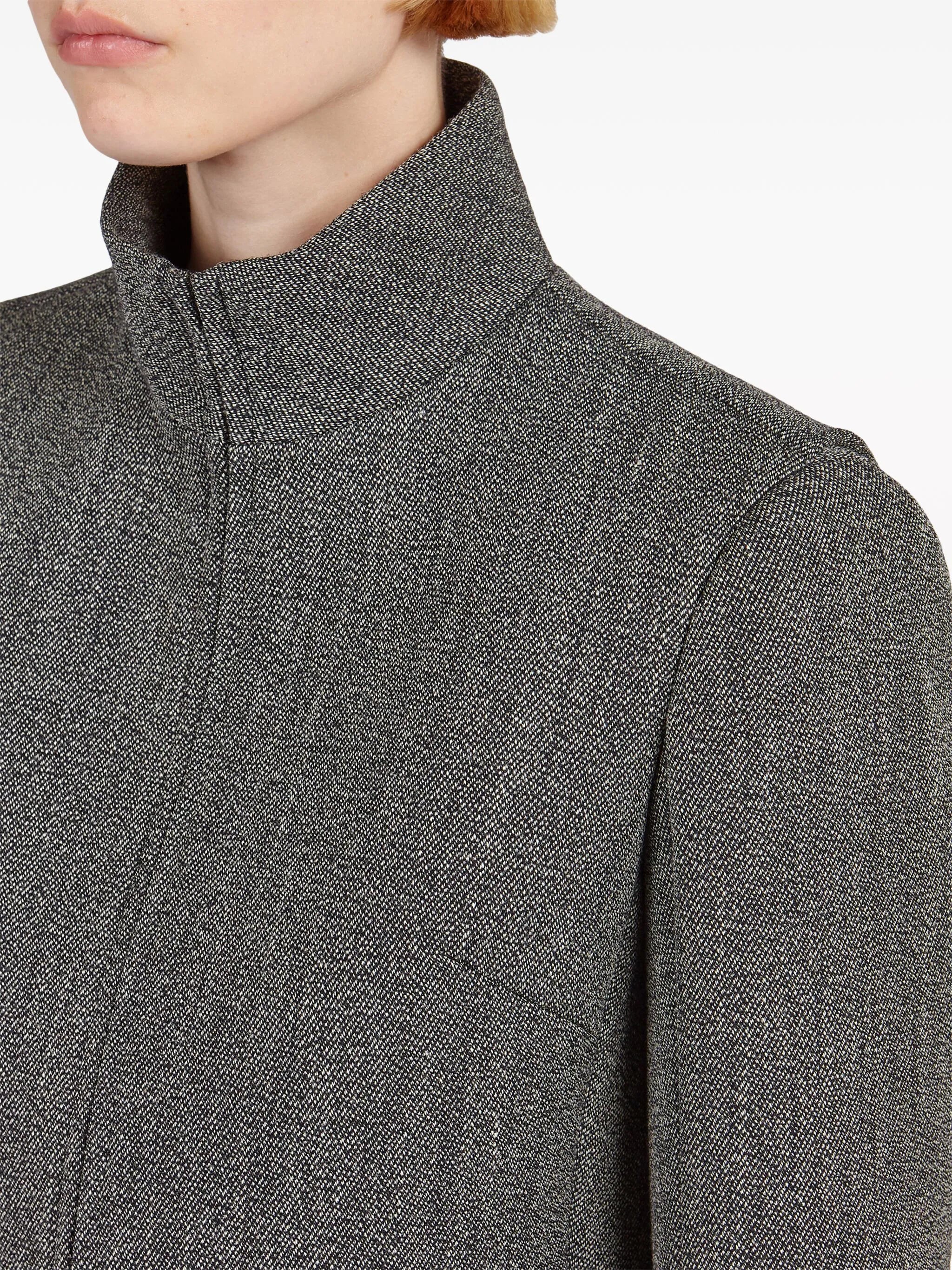 zip-up cropped tweed jacket