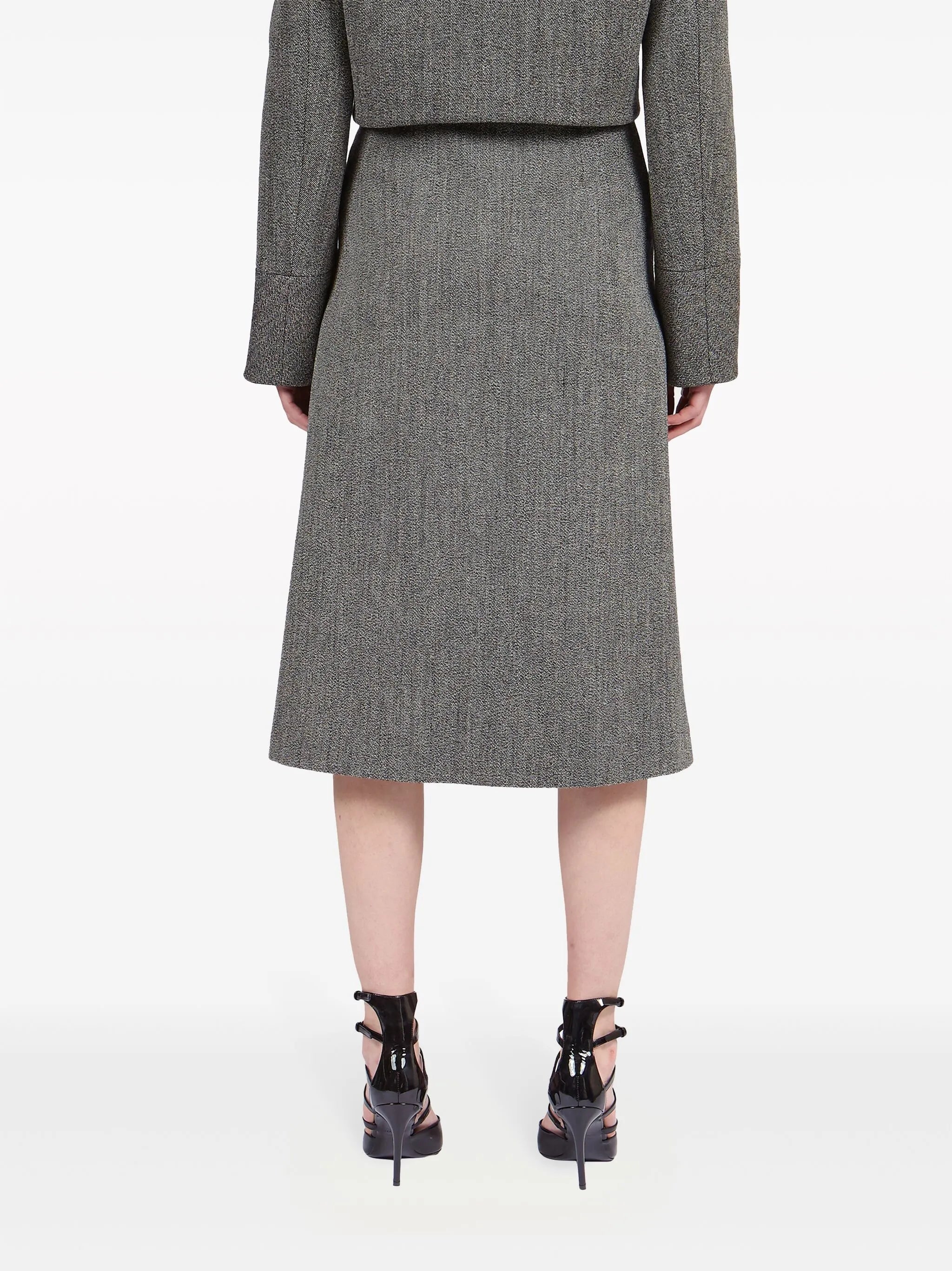 tweed wrap midi skirt