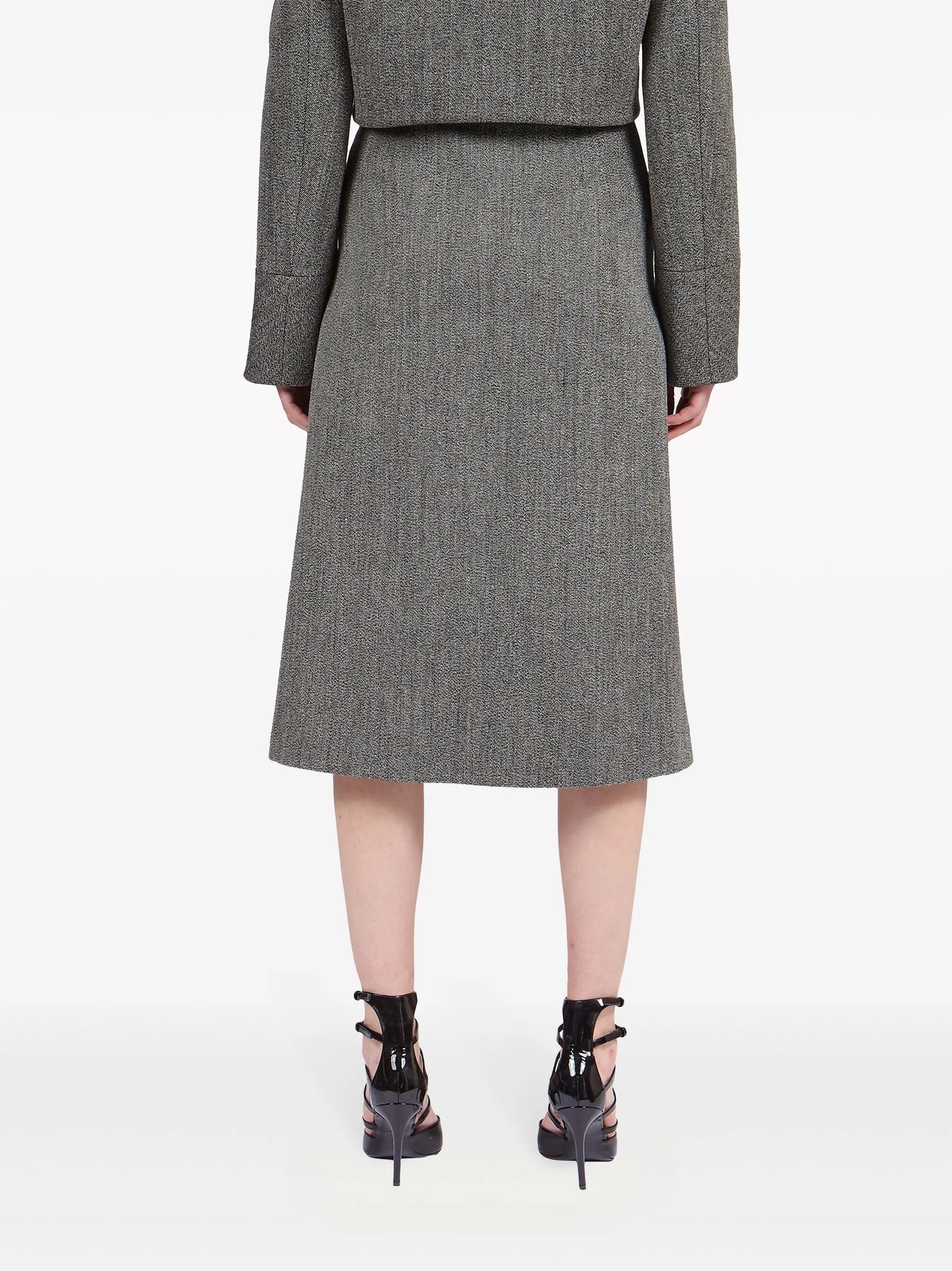 tweed wrap midi skirt