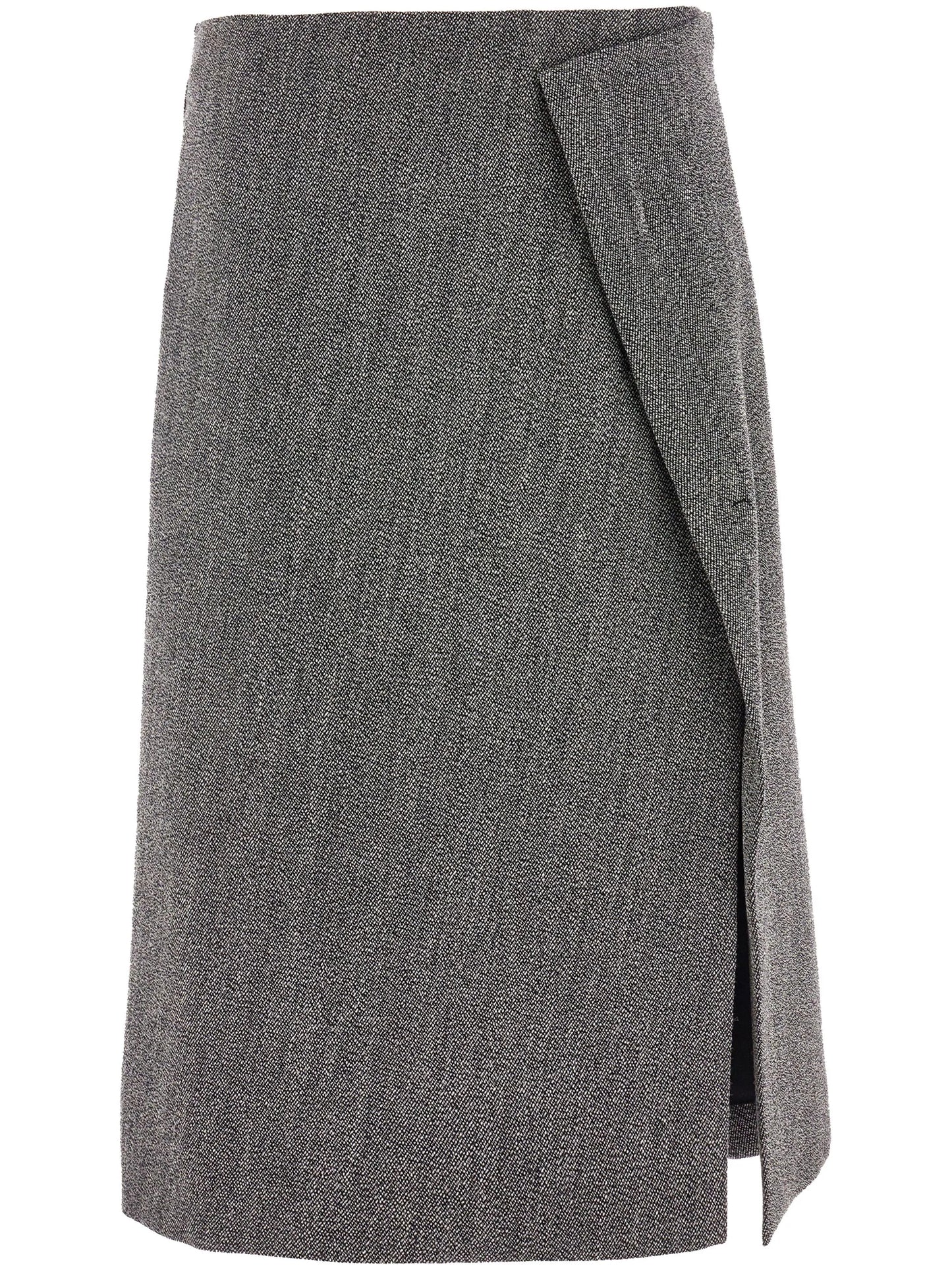 tweed wrap midi skirt