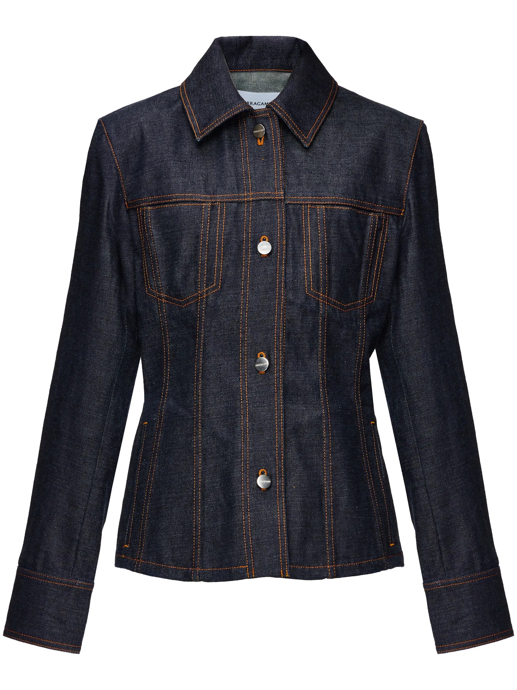 spread-collar denim jacket