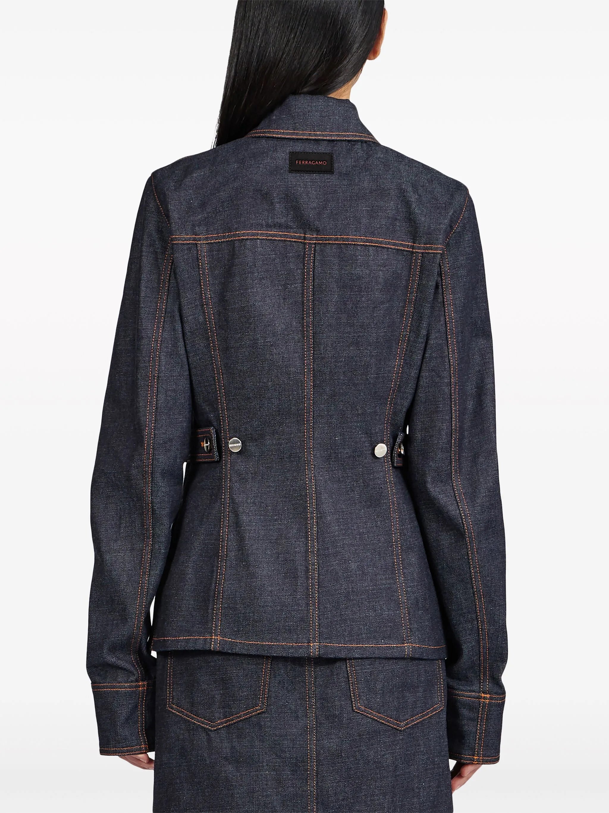 spread-collar denim jacket