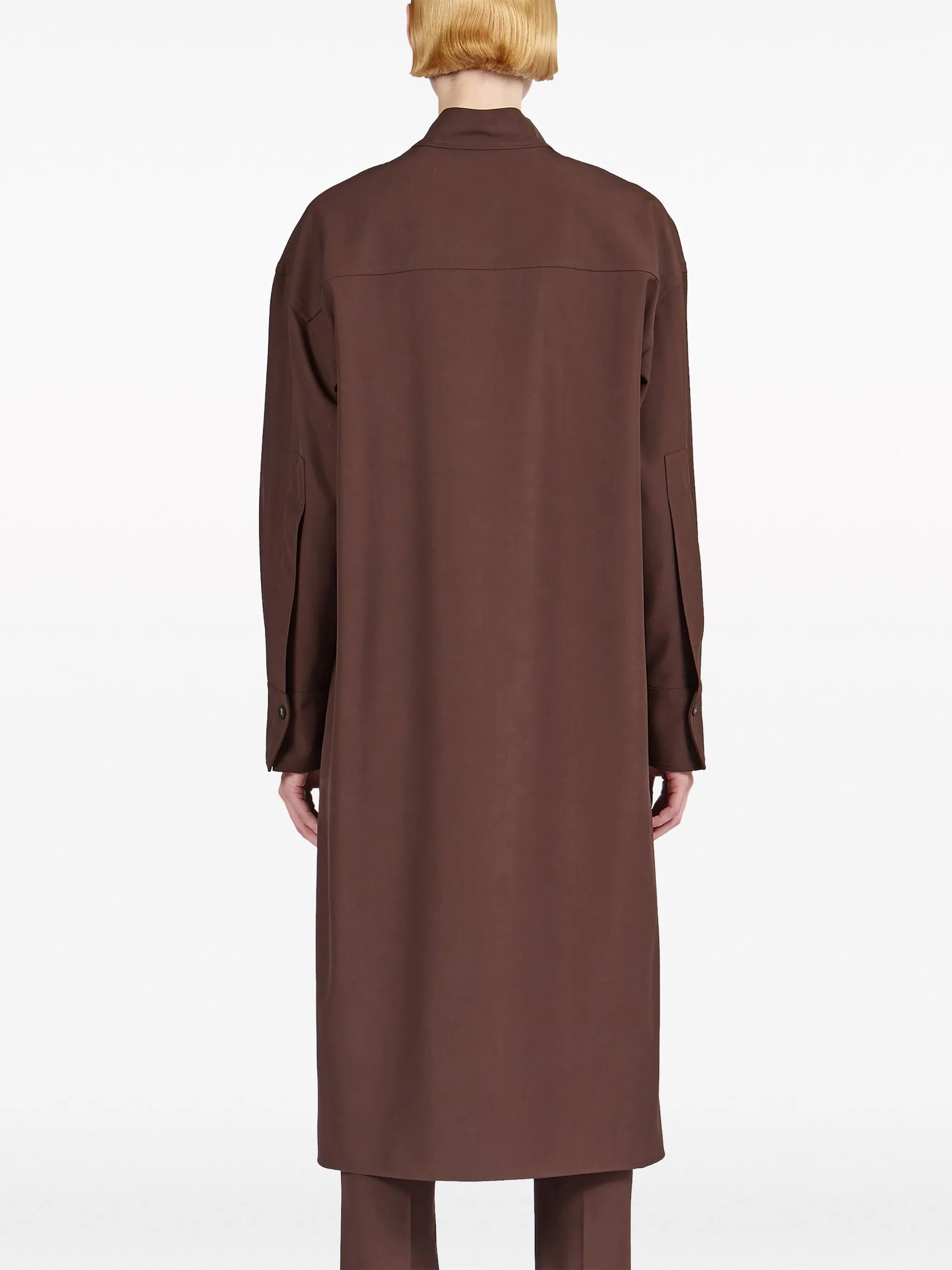 spread-collar virgin wool shirt
