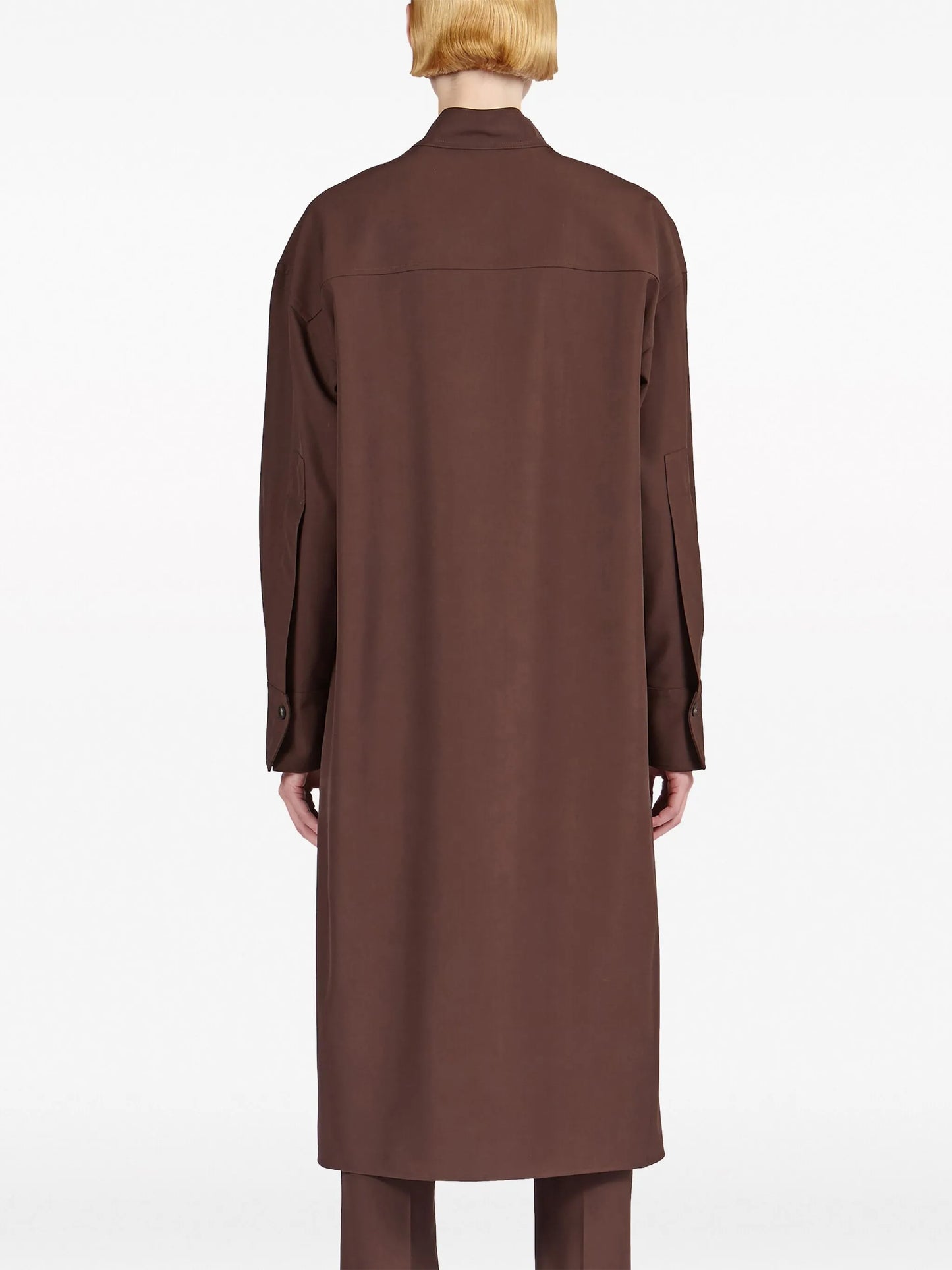 spread-collar virgin wool shirt