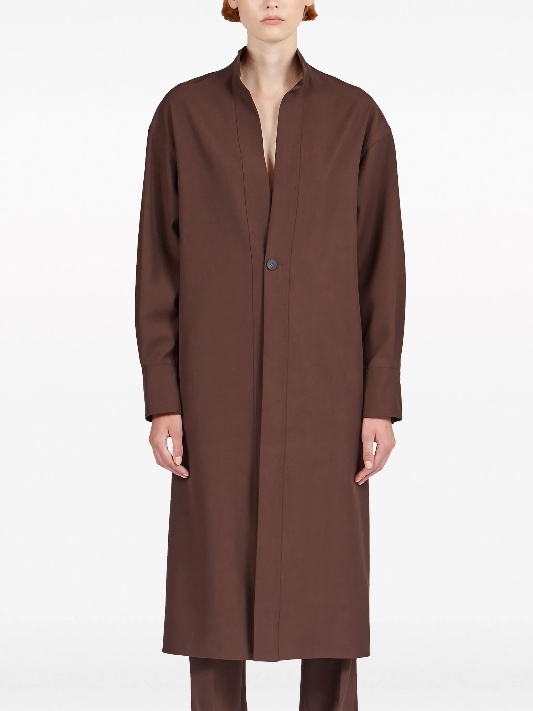 spread-collar virgin wool shirt