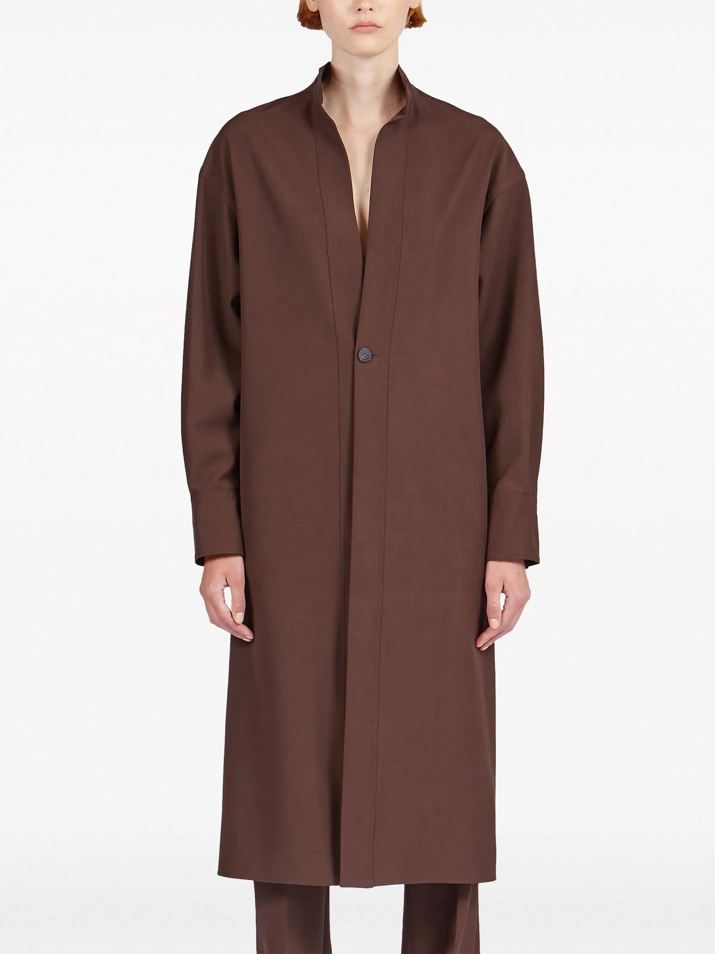 spread-collar virgin wool shirt