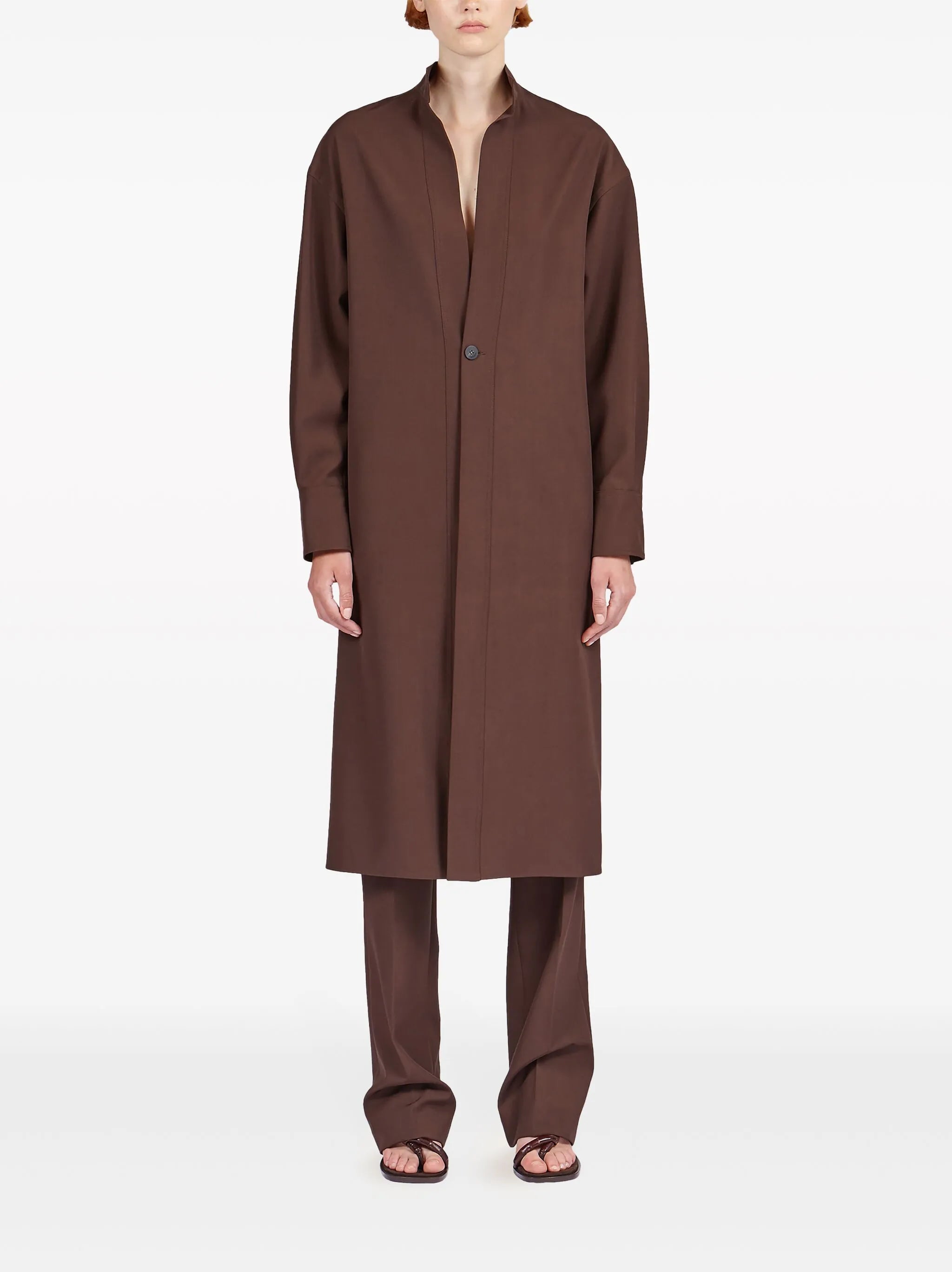 spread-collar virgin wool shirt