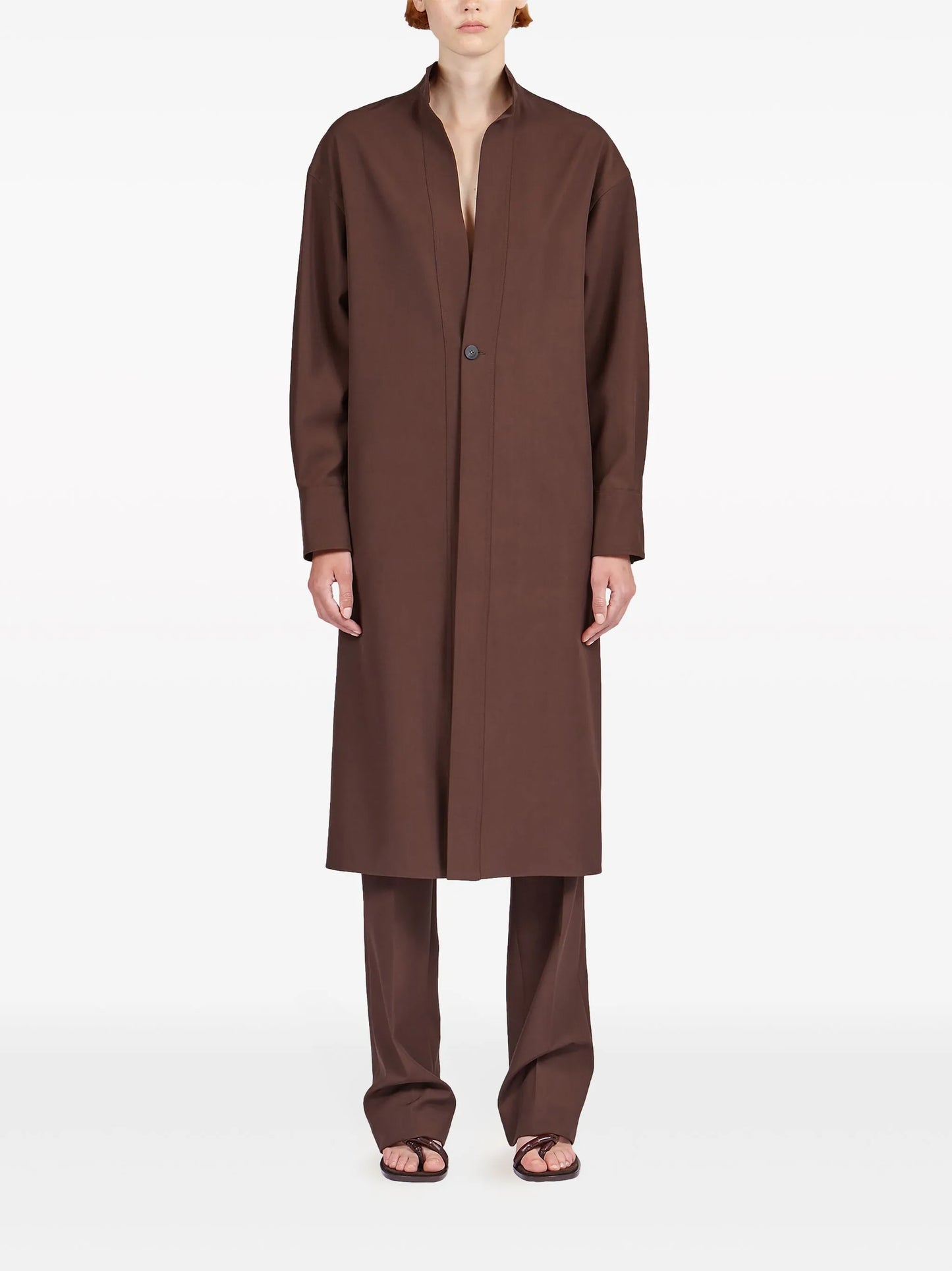 spread-collar virgin wool shirt