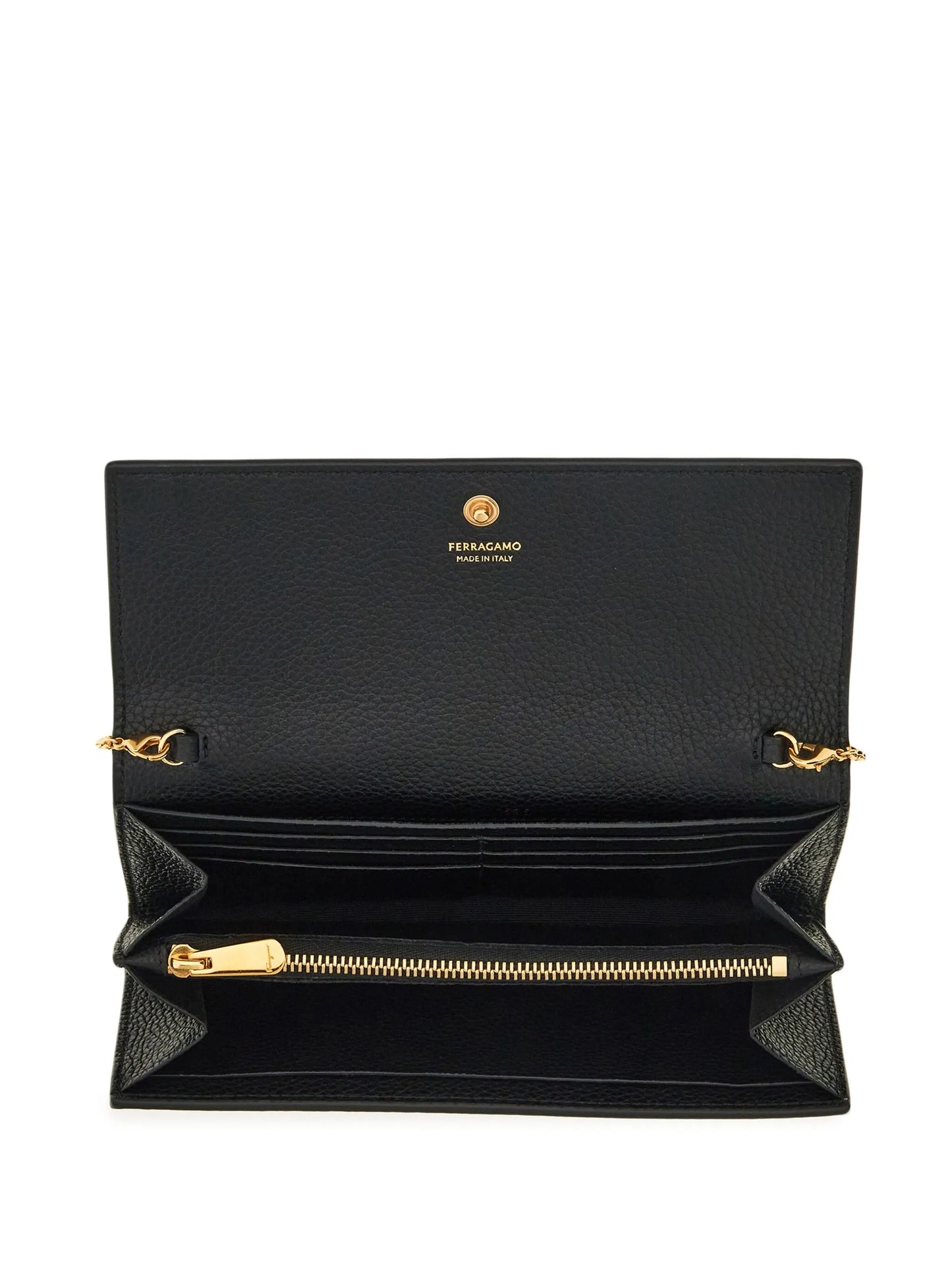 Gancini-plaque leather wallet-on-chain