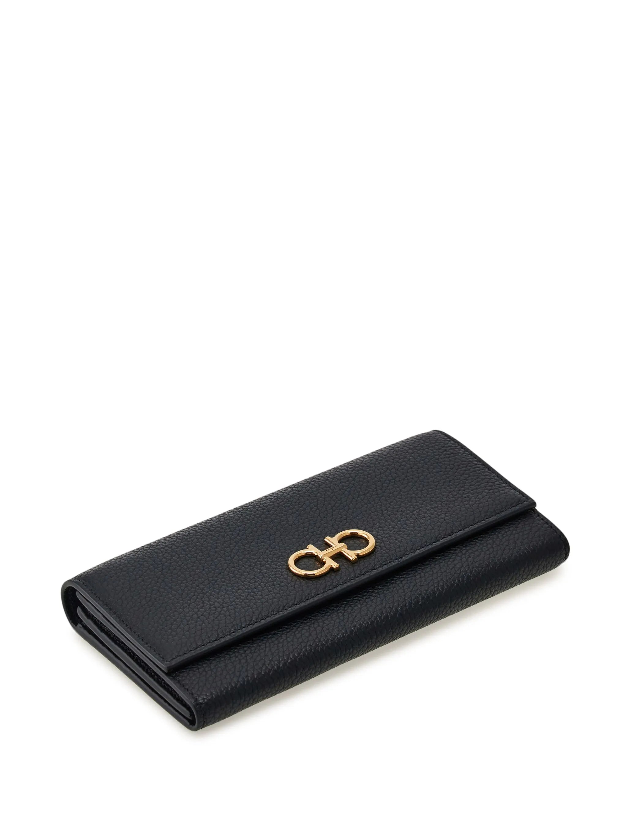 Gancini-plaque leather wallet-on-chain