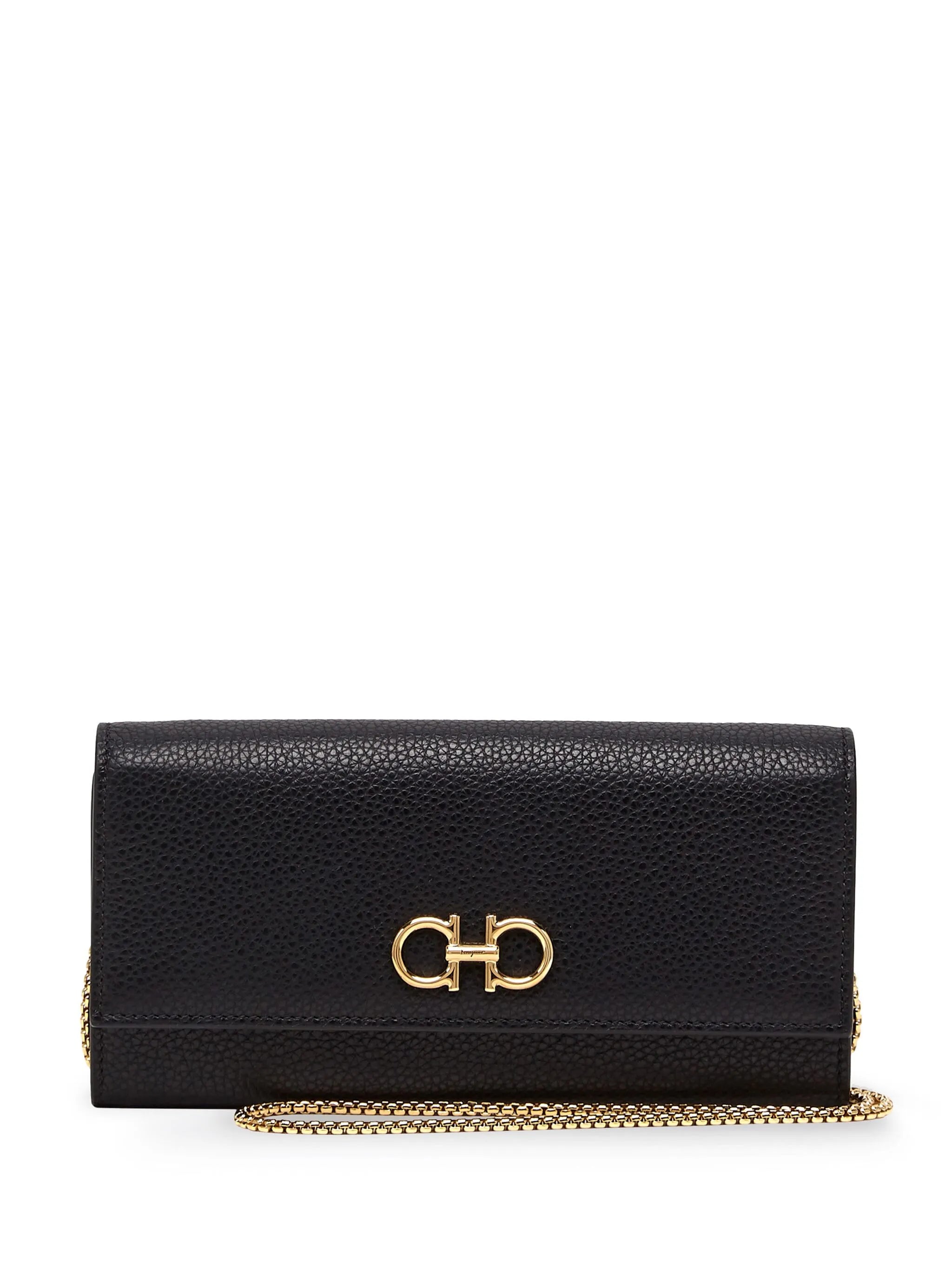 Gancini-plaque leather wallet-on-chain