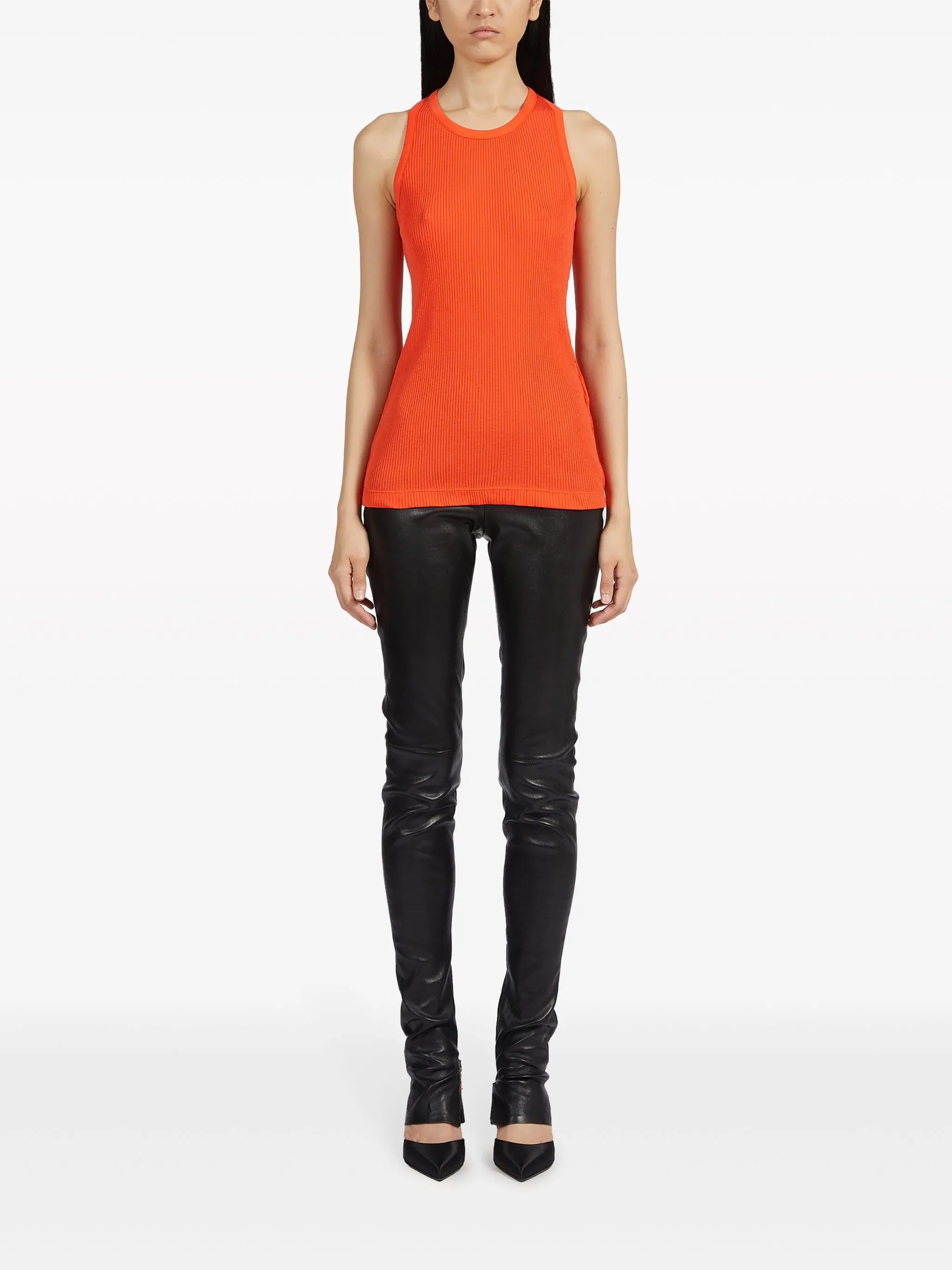 round-neck silk-blend top