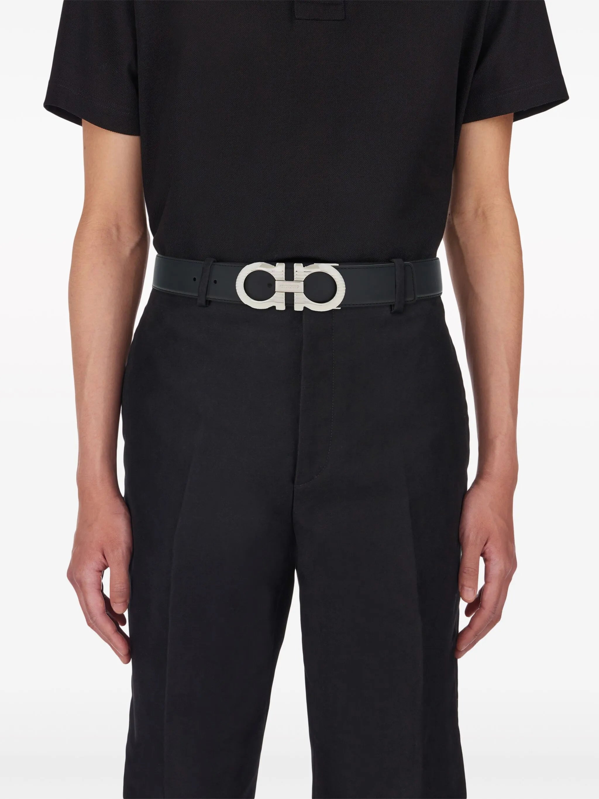 Gancini-buckle reversible belt