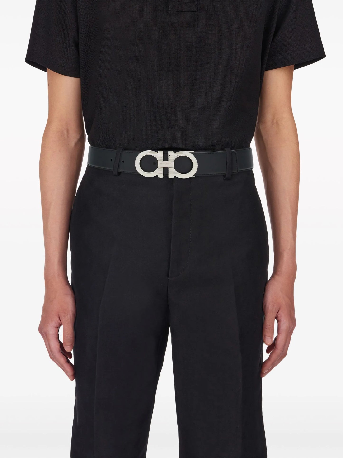 Gancini-buckle reversible belt