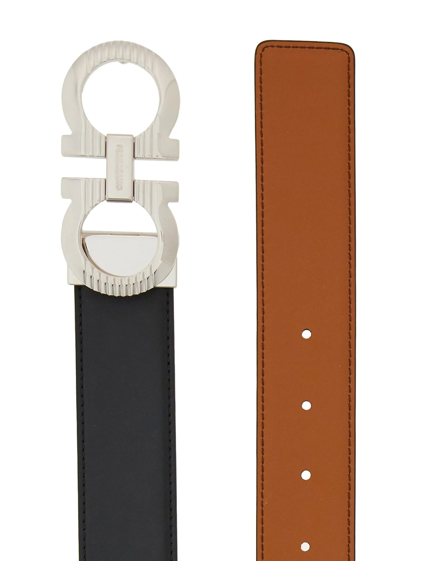 Gancini-buckle reversible belt